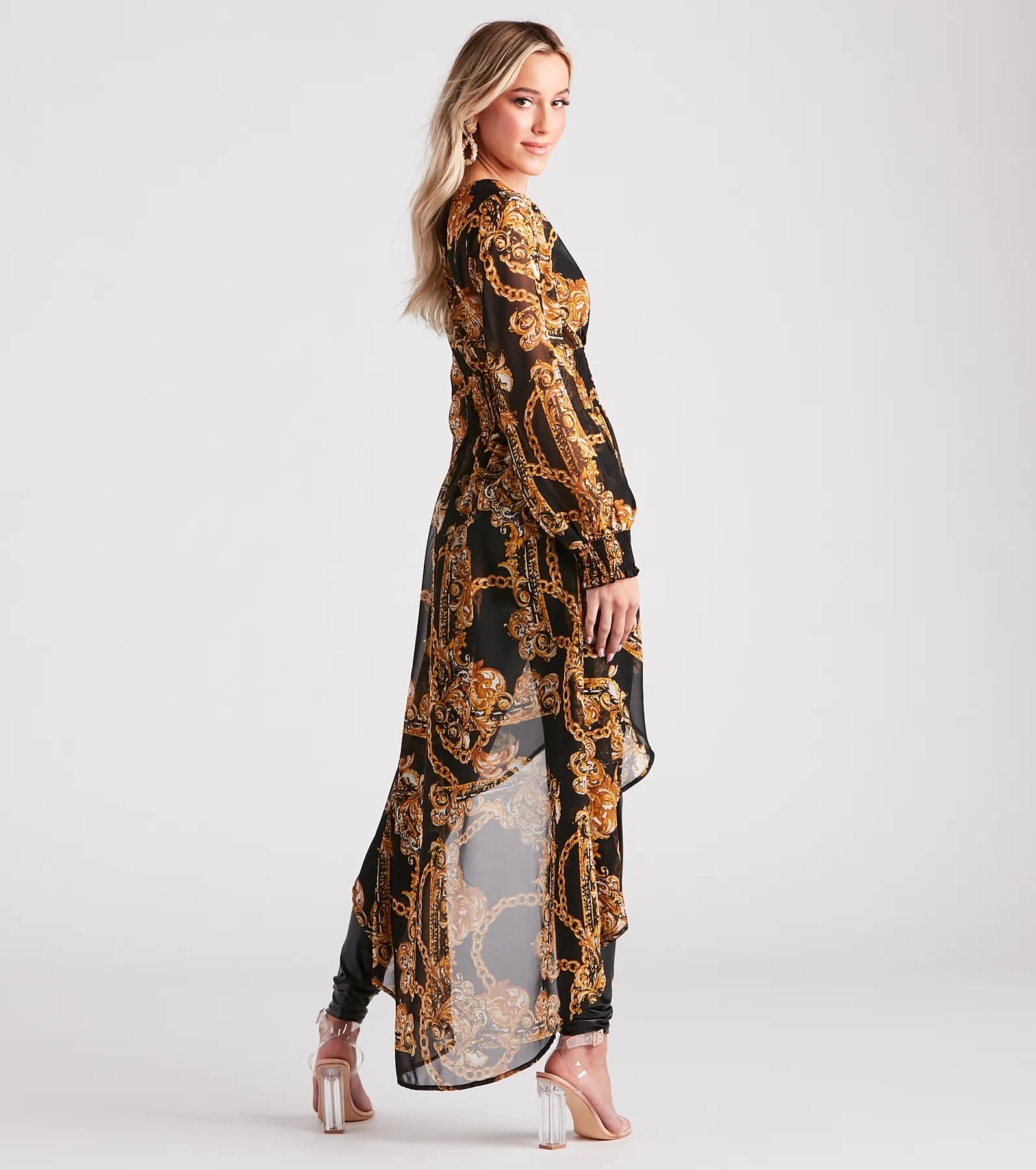 Ultimate Bold Babe Chain Print Chiffon Duster