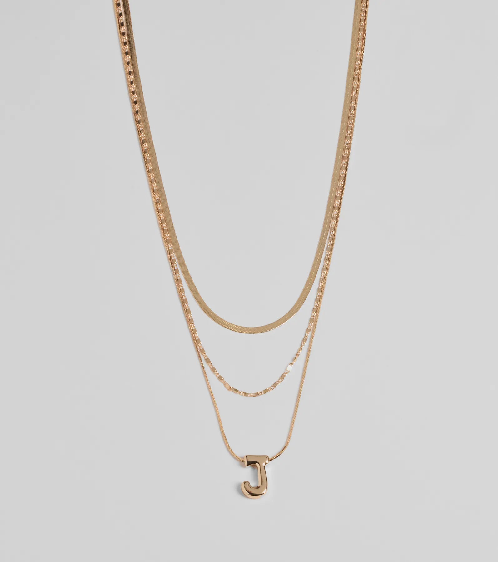 Premium J Initial Layered Bubble Necklace - Elegant Monogram Jewelry