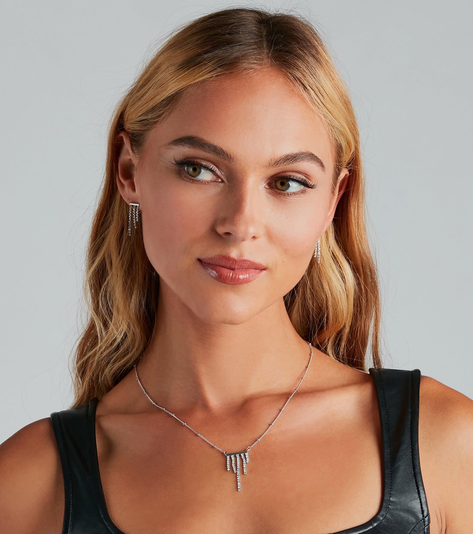 Premium Rhinestone Necklace & Earrings Set - Ultimate Attention Grabber