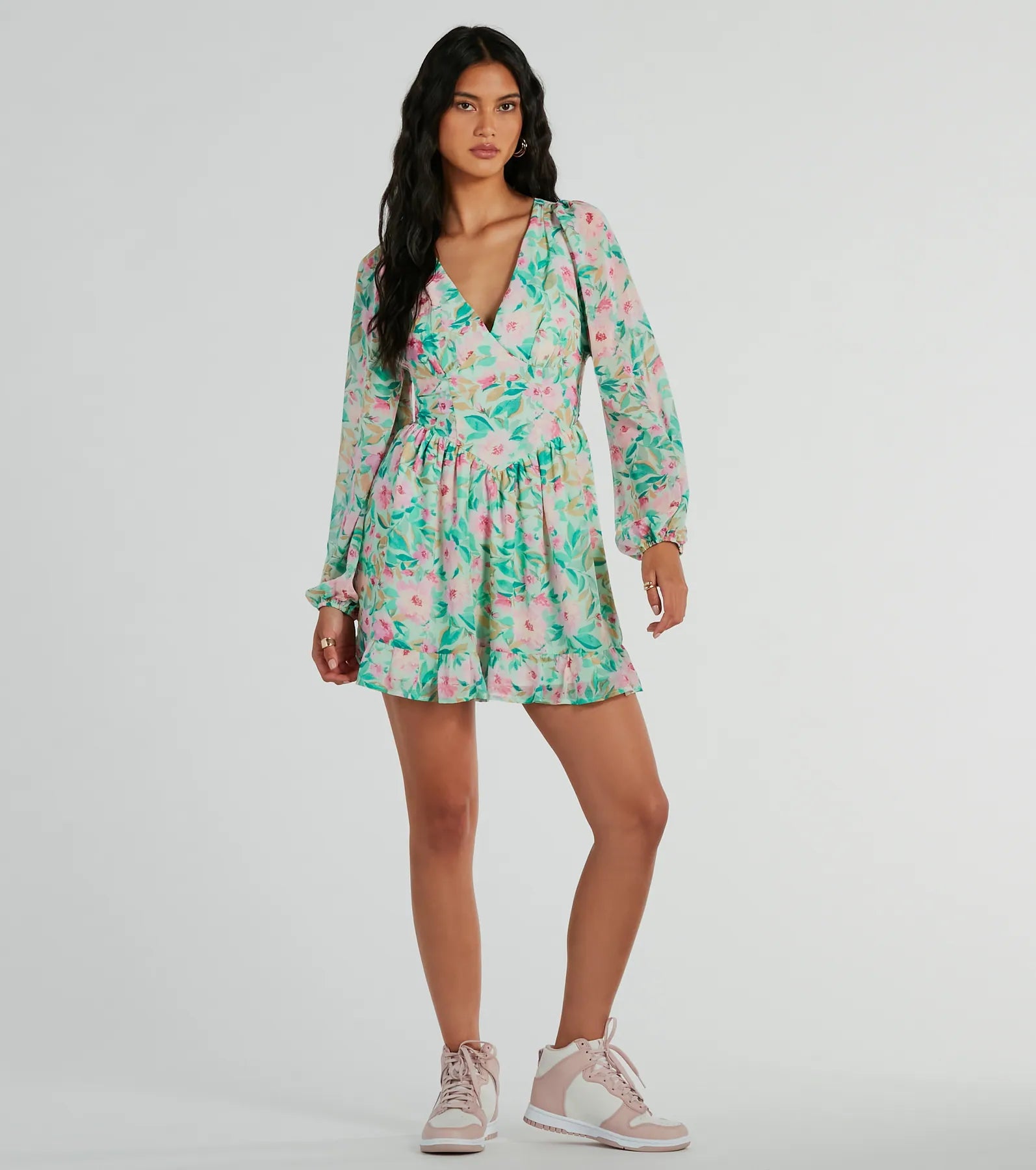 Ultimate Radiant Vacay V-Neck Floral Chiffon Dress