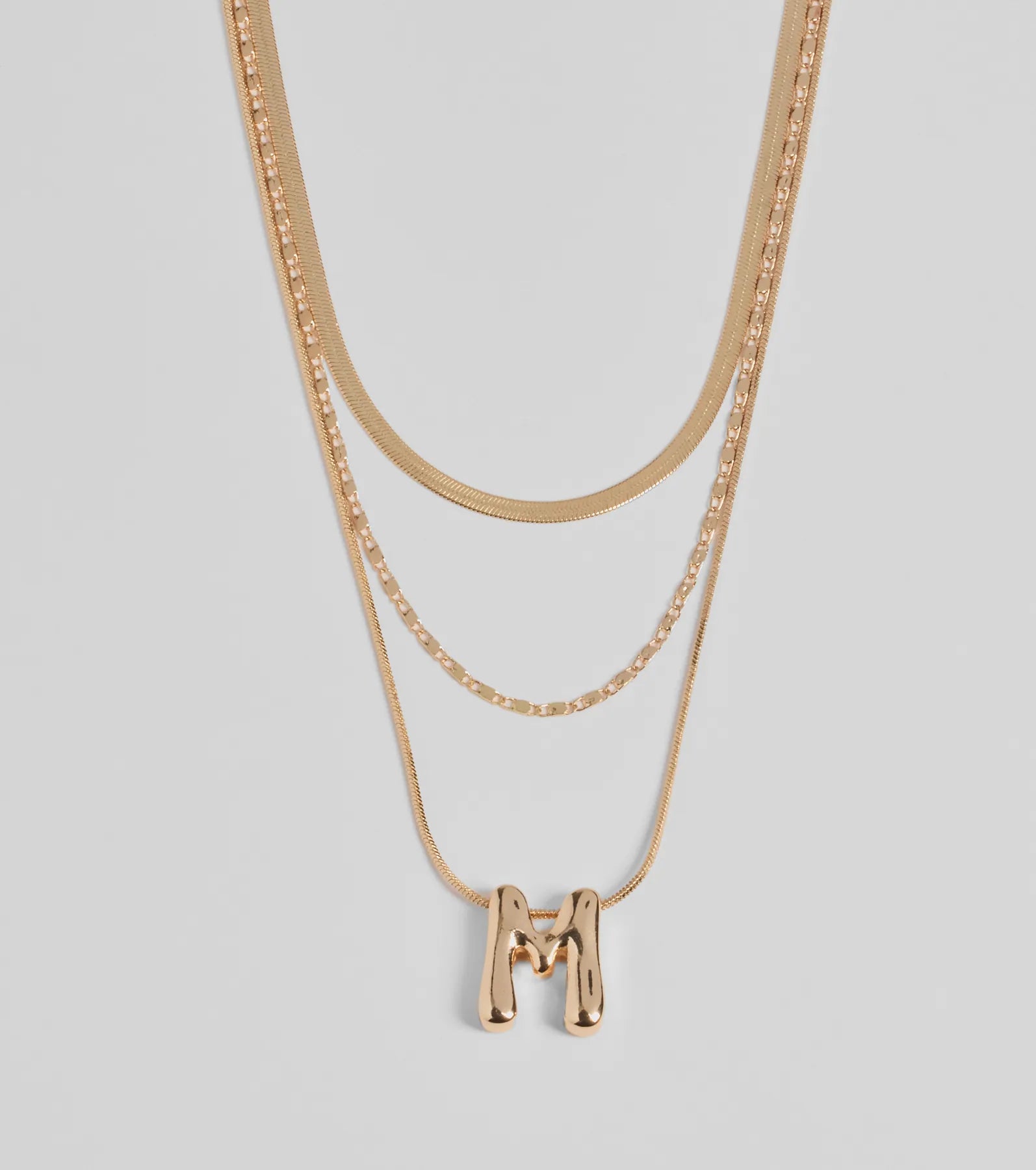 Premium M Initial Layered Bubble Necklace - Elegant Monogram Jewelry