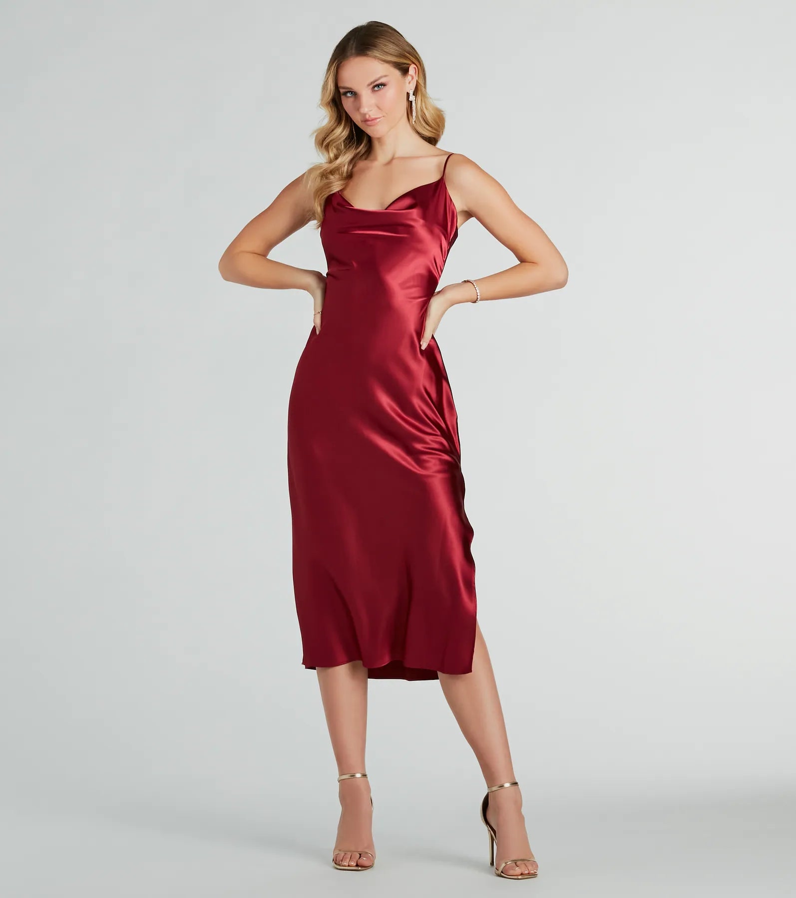 Premium Elegance Satin Slip Midi Dress - Ultimate Cocktail Party Style