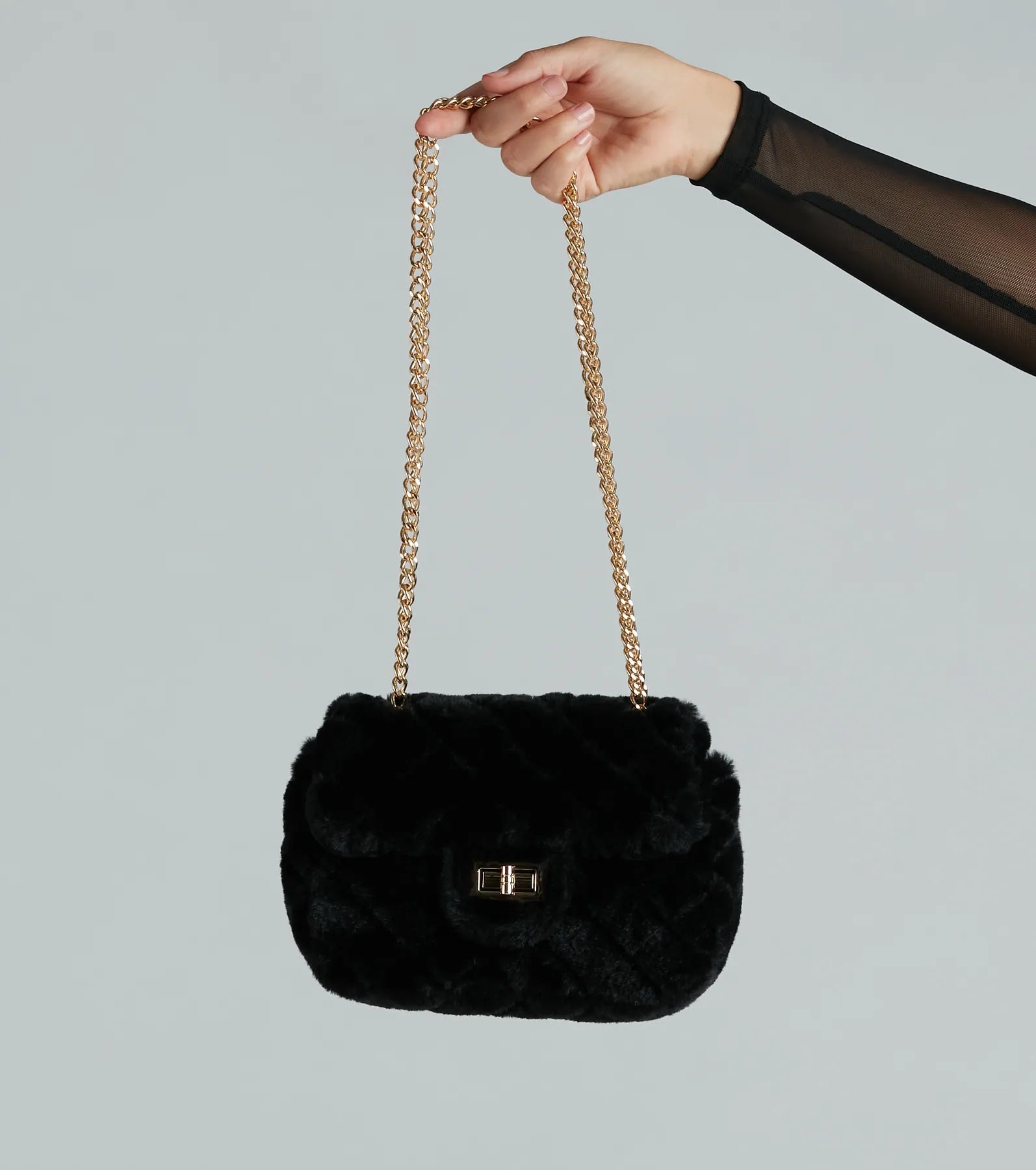 Premium Faux Fur Quilted Crossbody Bag - Ultimate Style Statement