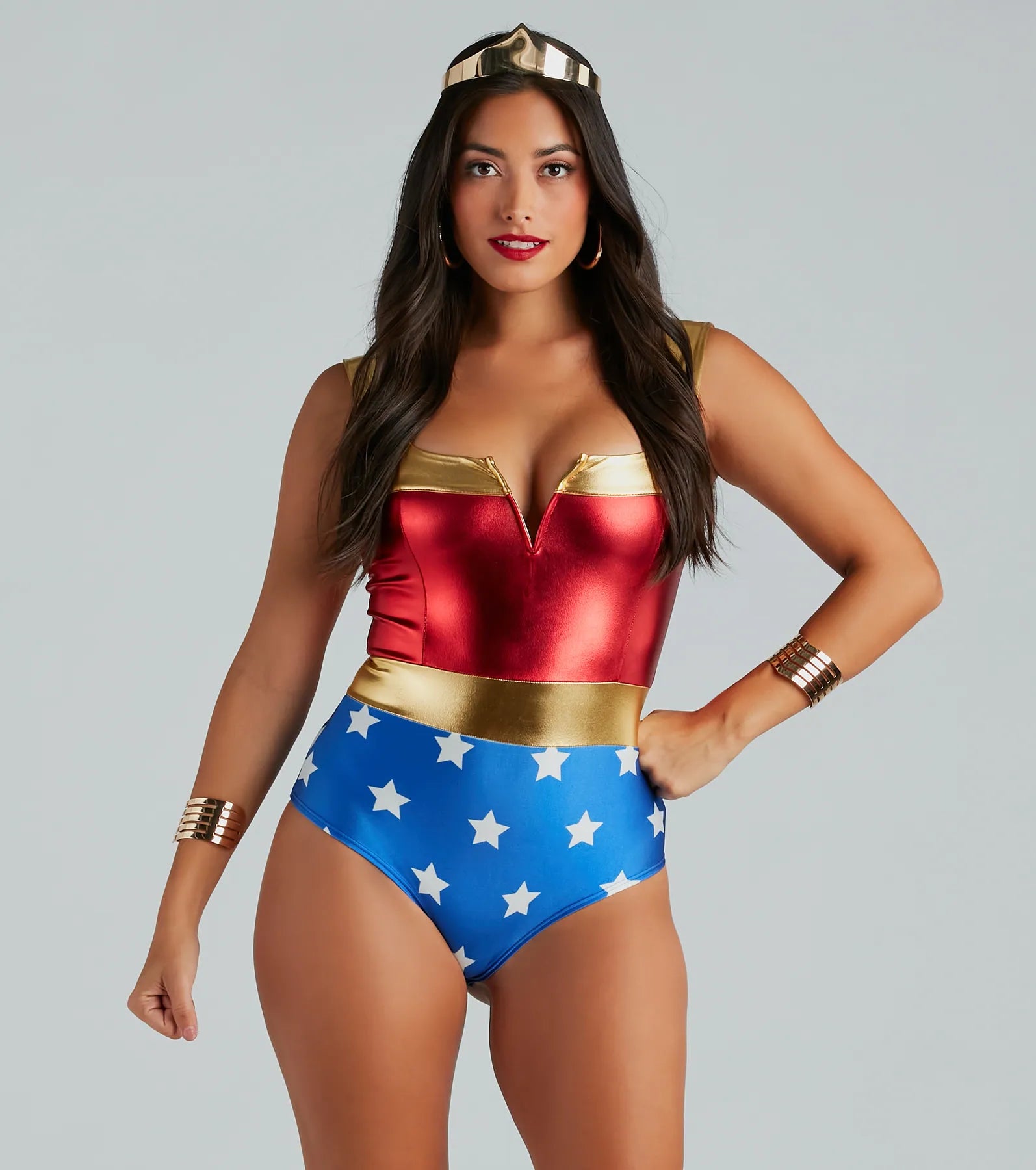 Ultimate Lady Justice Metallic Star Bodysuit