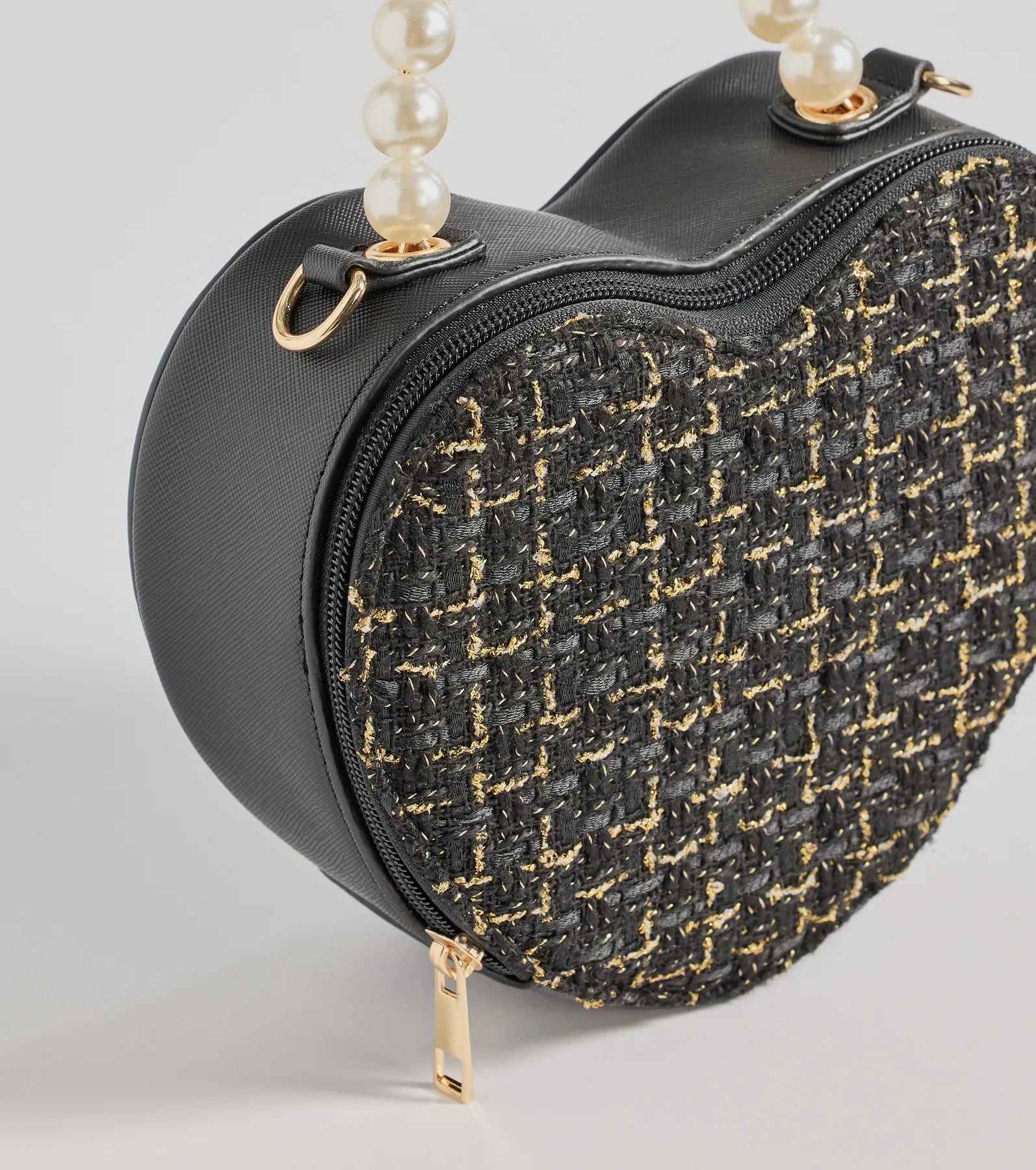 Premium Houndstooth Tweed Heart Bag - Ultimate Style Statement