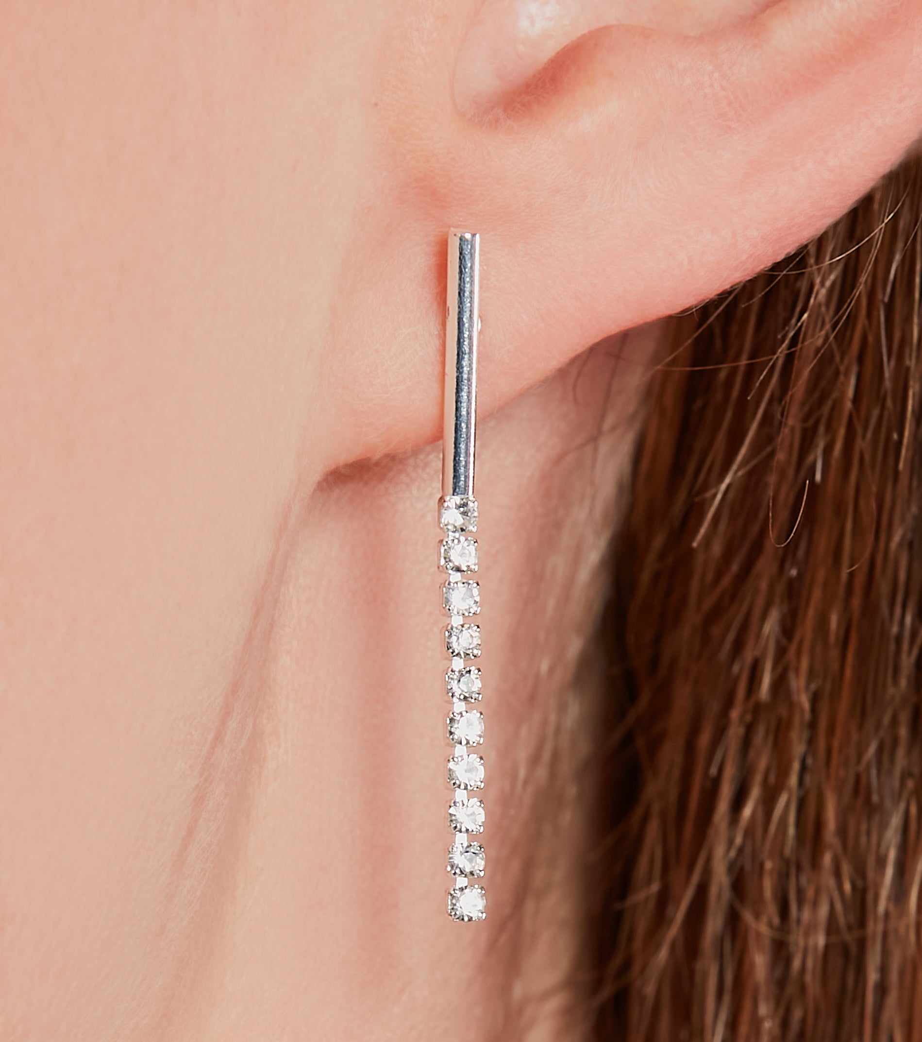 Premium Sterling Silver Plated Cubic Zirconia Fringe Earrings - Dainty Shine Collection