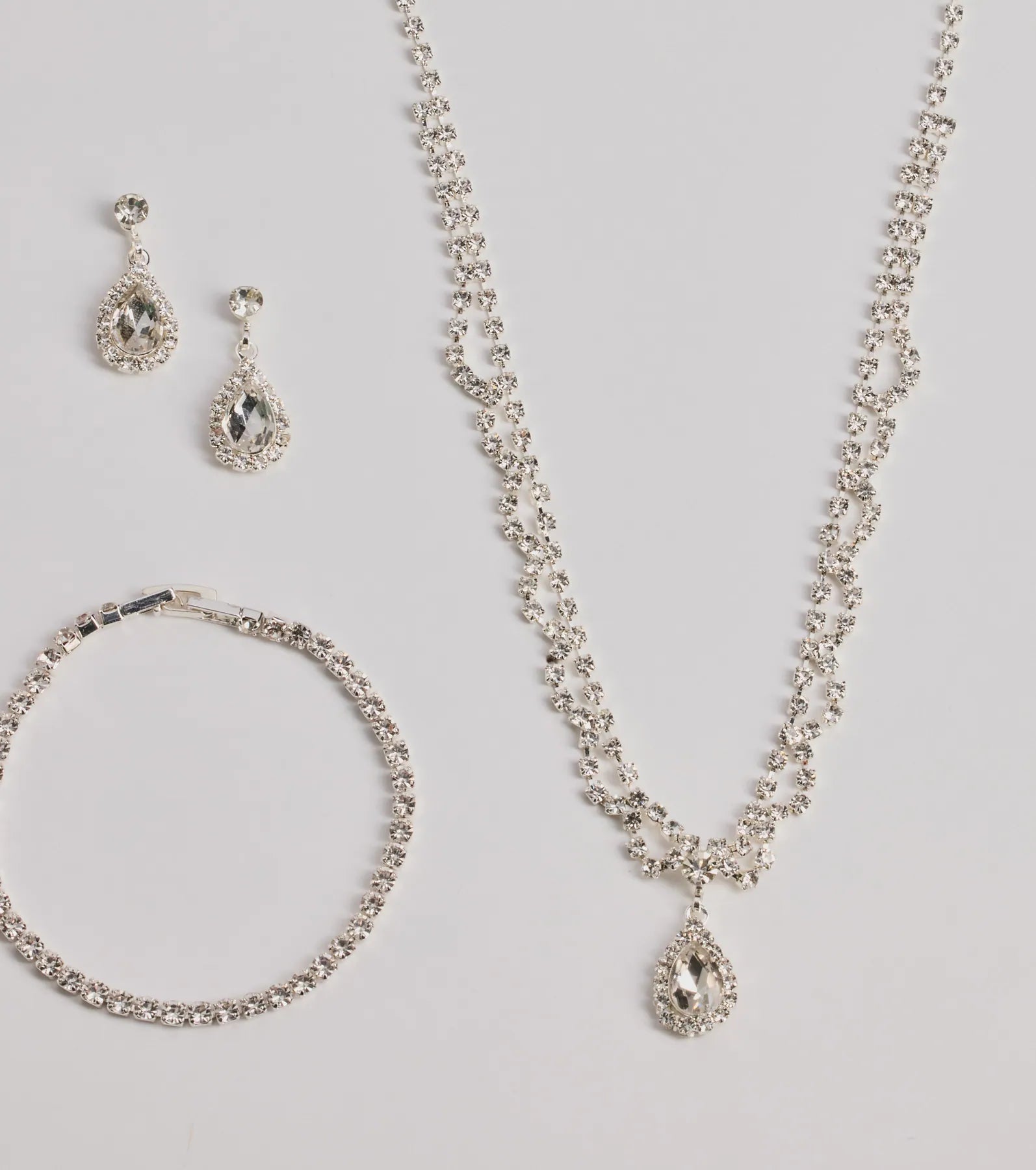 Ultimate Glam Rhinestone Jewelry Set - Elegant Teardrop Design