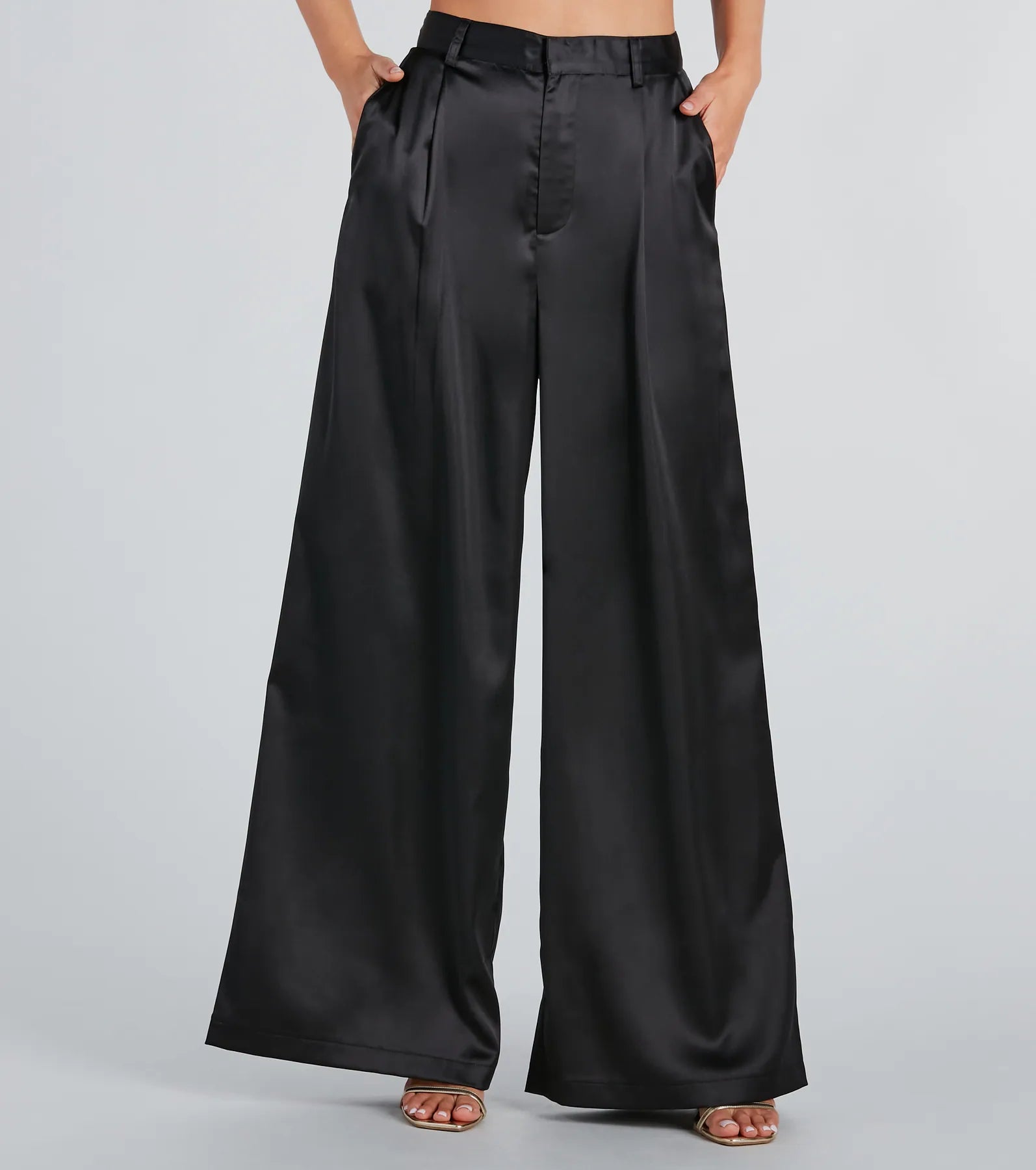 Premium Satin Wide-Leg Pants - Power Vibe Collection