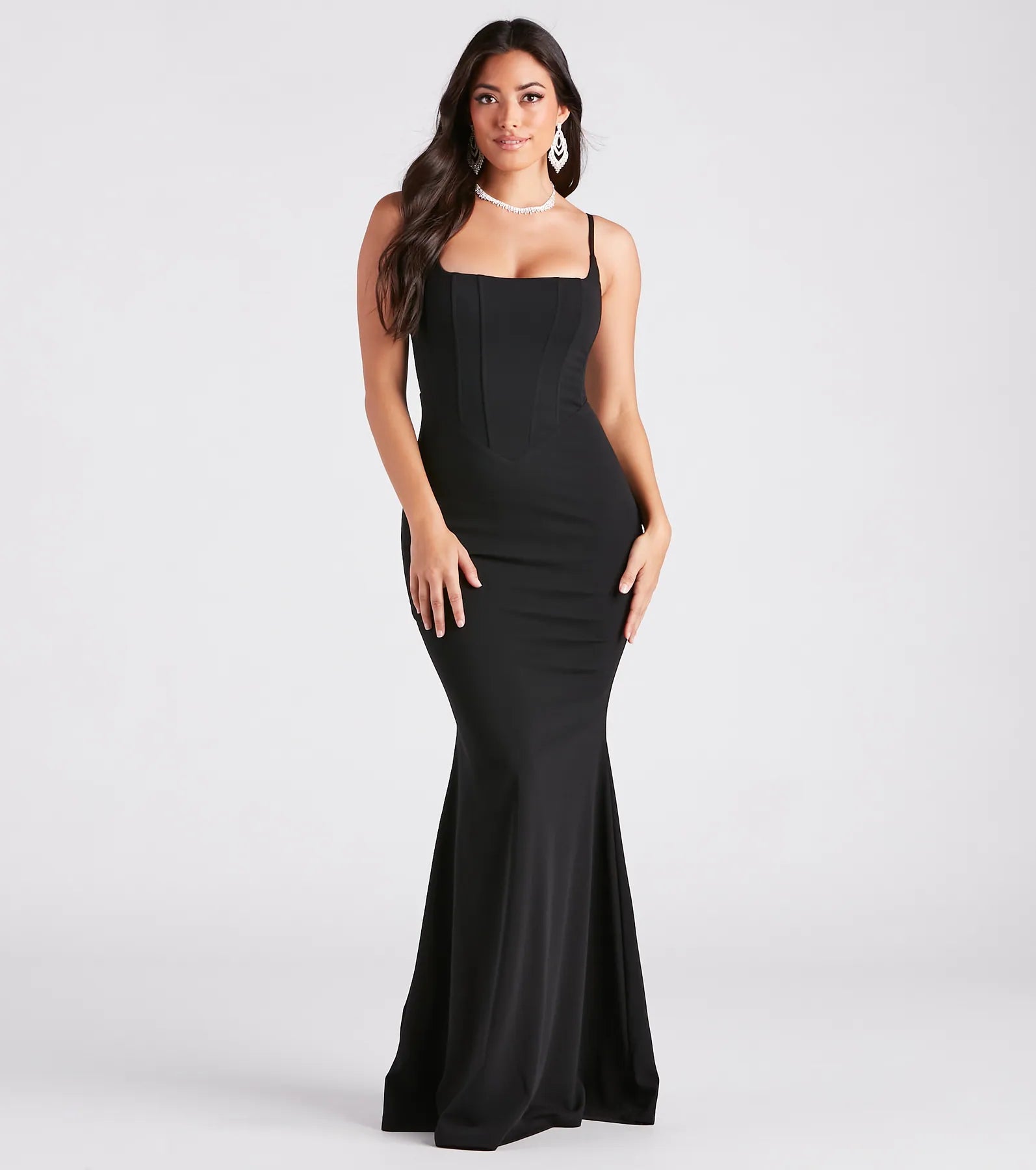 Premium Klarissa Elegant Crepe Mermaid Gown