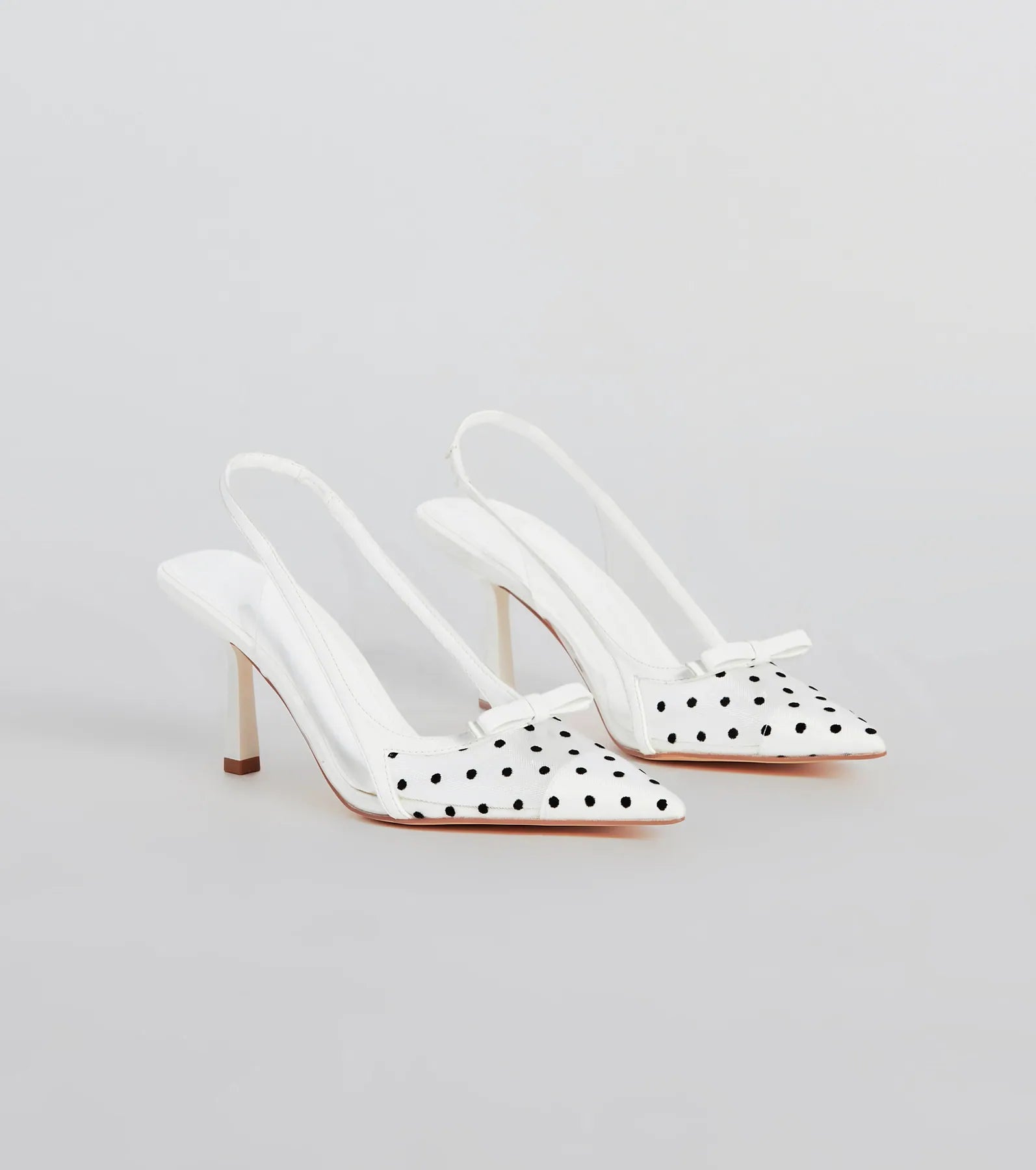 Ultimate Chic Polka Dot Mesh Slingback Pumps - Effortless Elegance