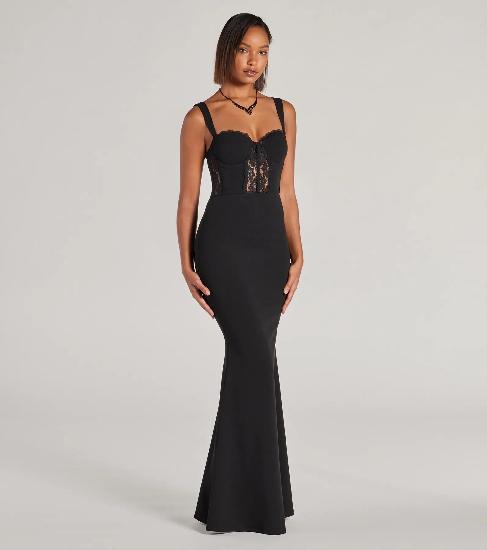 Premium Aspen Sweetheart Lace Crepe Mermaid Gown