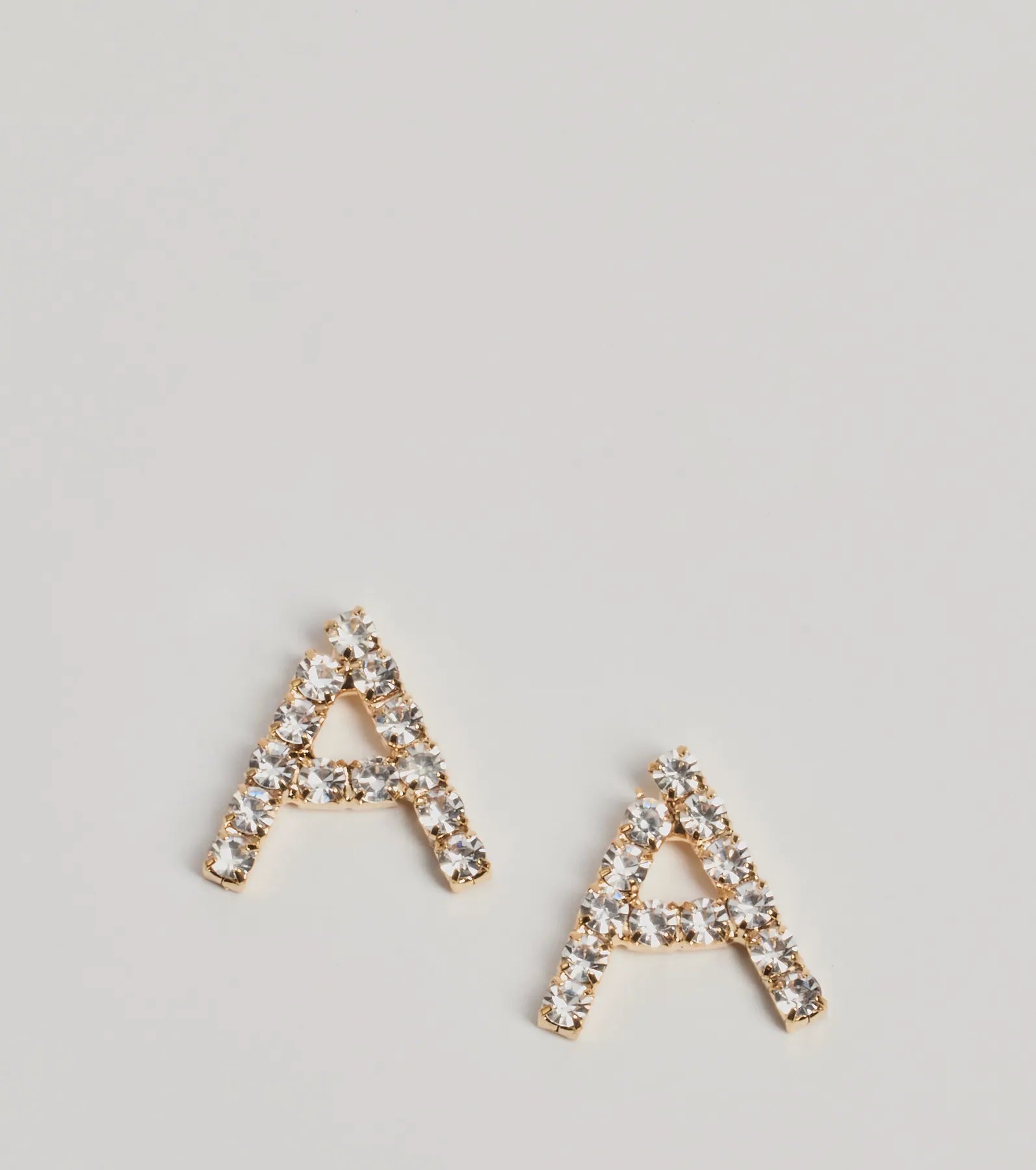 Premium A Initial Rhinestone Stud Earrings - Elegant Personalized Style