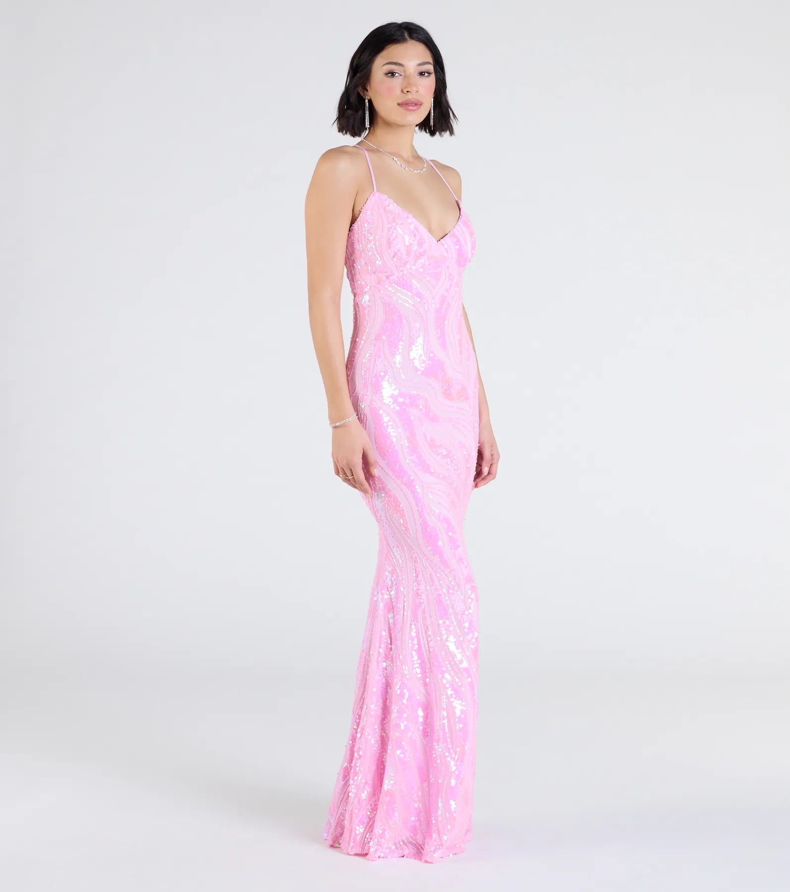 Acacia Ultimate Iridescent Sequin Lace-Up Formal Gown