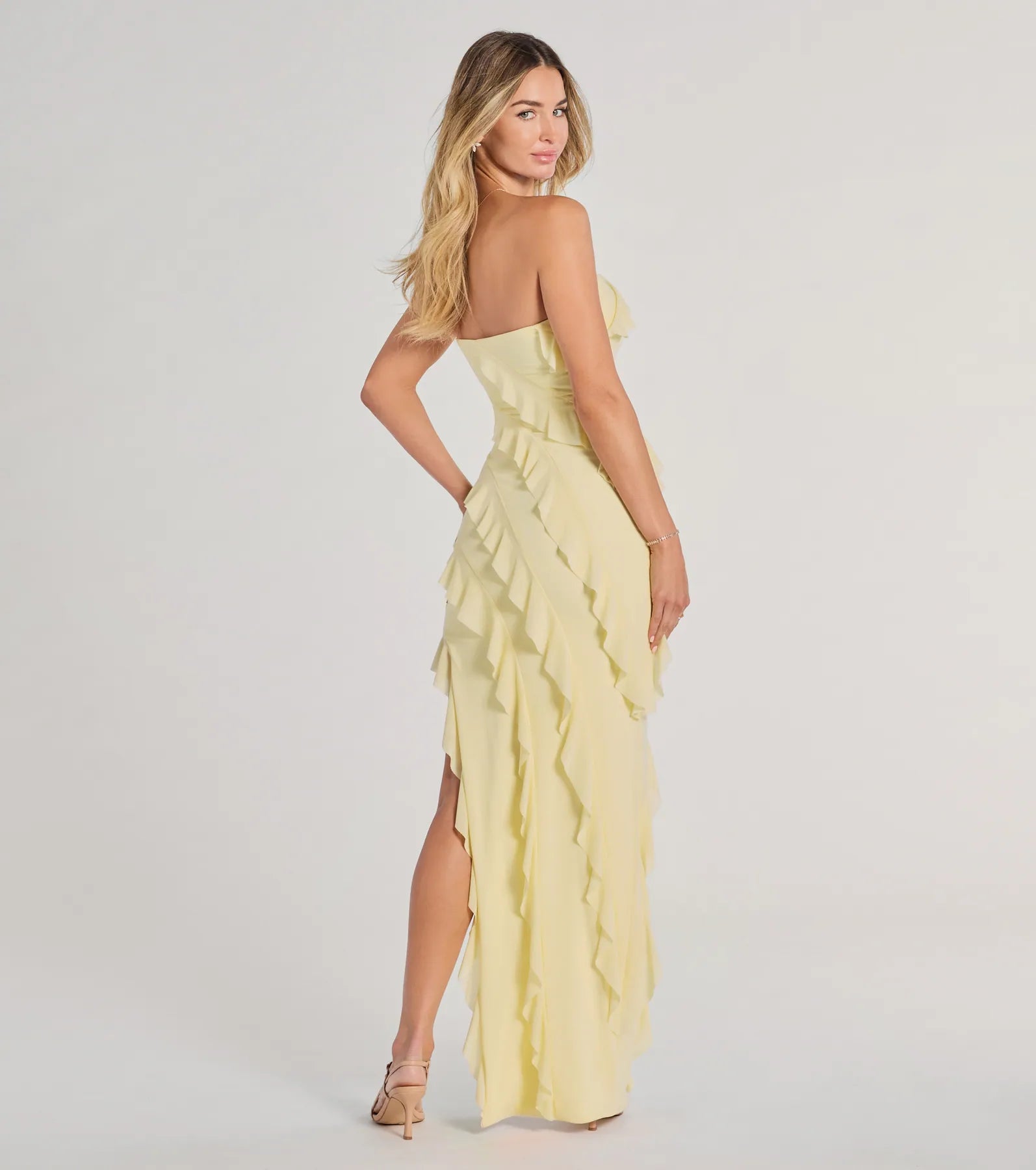 Premium Gabby Strapless Ruffle Evening Gown