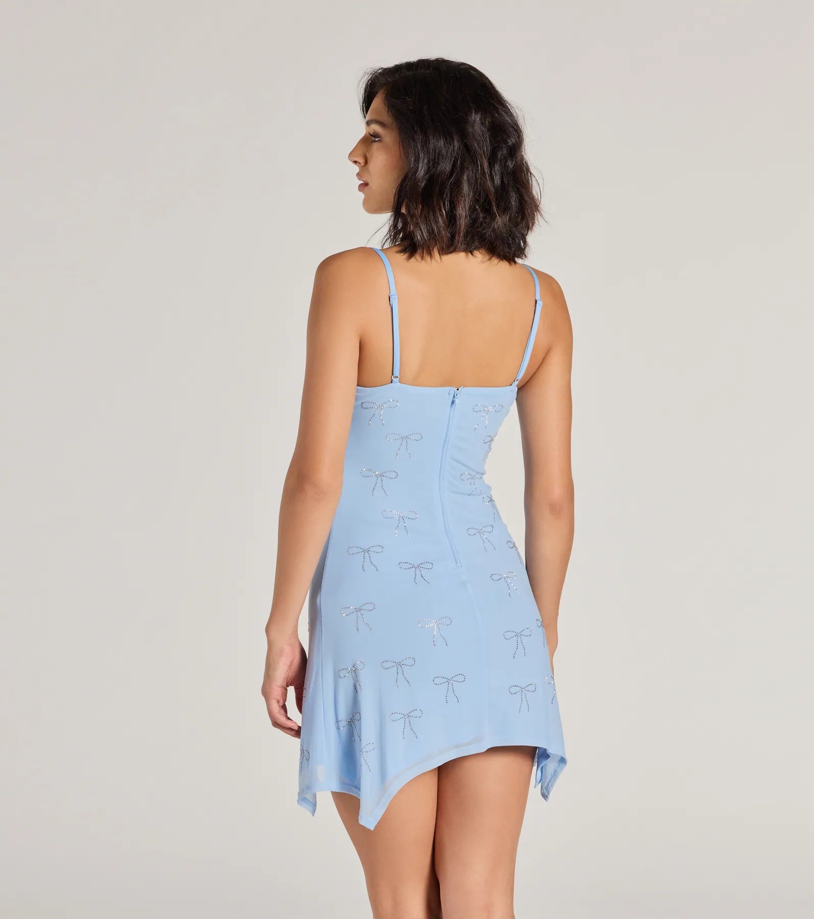 Ultimate Flirt Rhinestone Bow A-Line Mini Dress