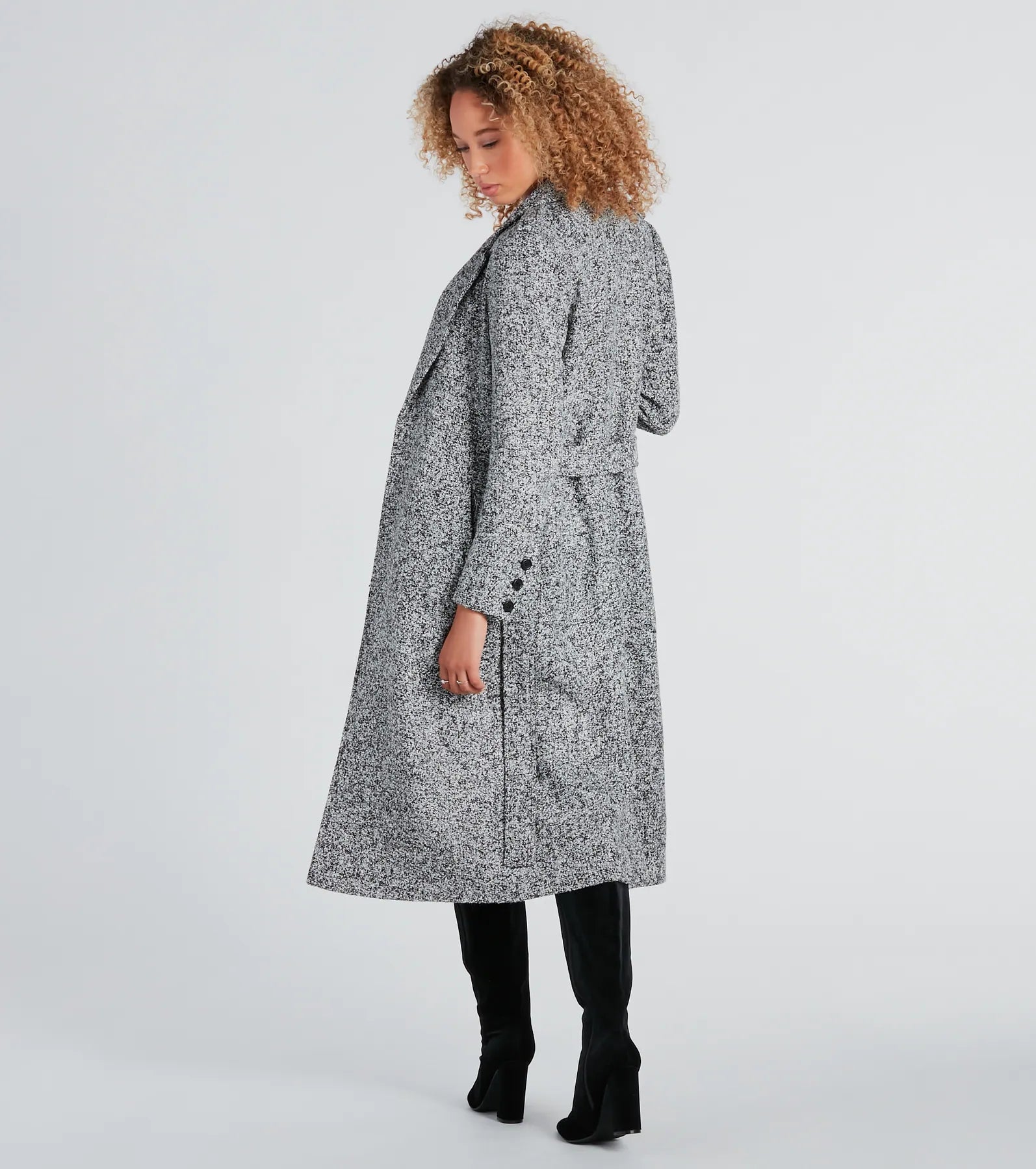 Premium Uptown Girl Tweed Belted Trench Coat - Ultimate Style Statement