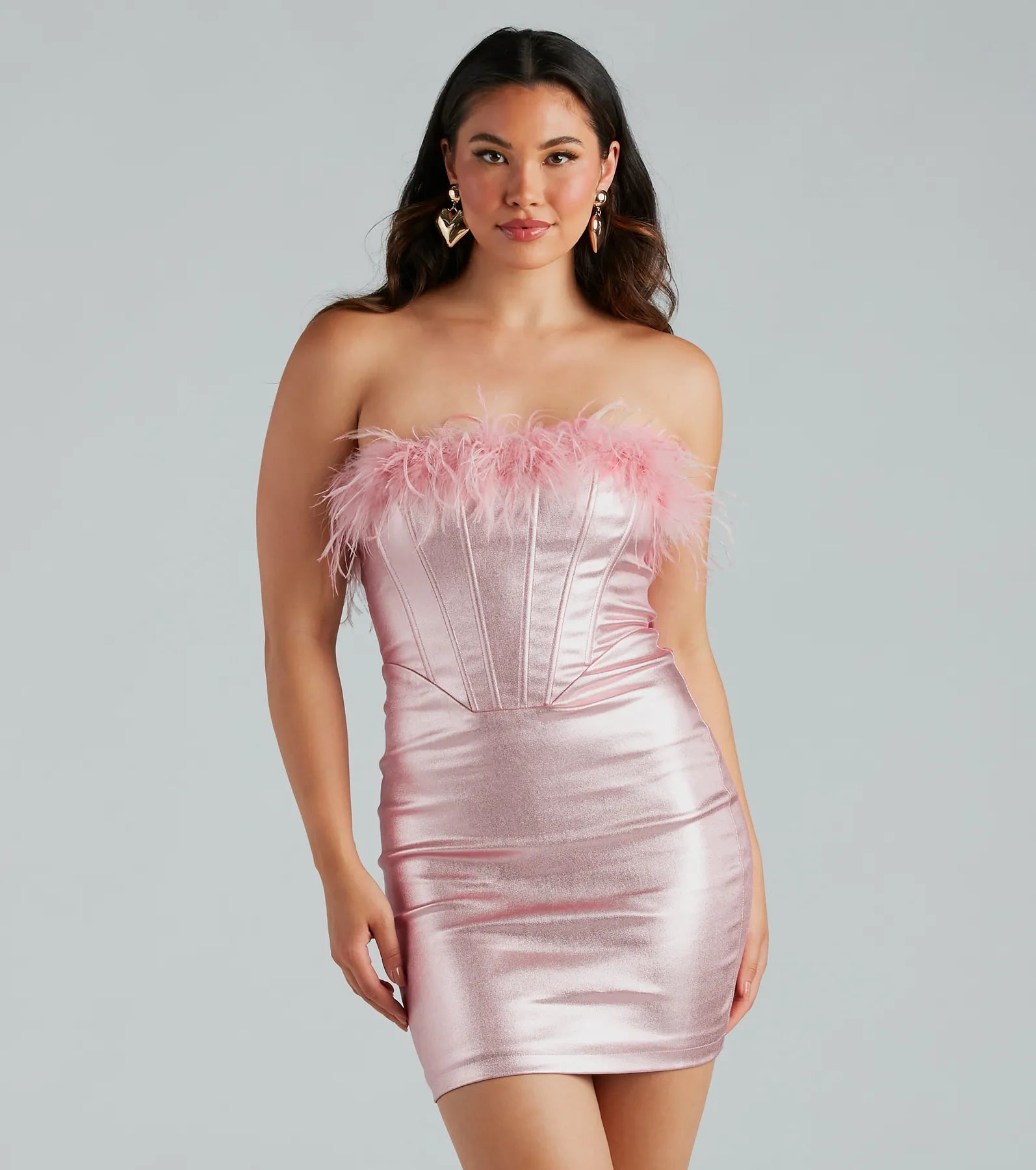 Ultimate Glamour: Ally Metallic Marabou Feather Party Dress