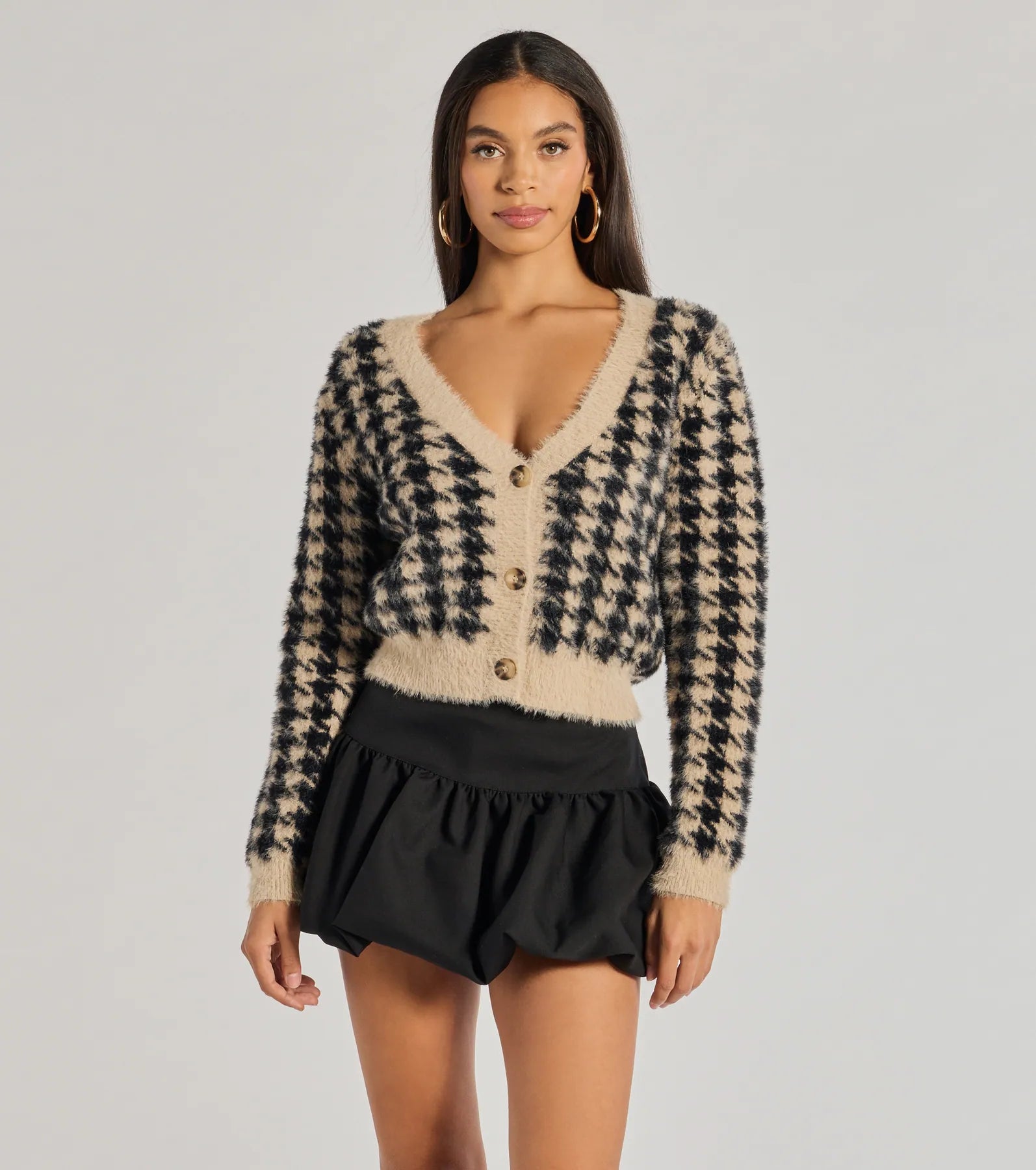 Premium Houndstooth Knit Cardigan - Ultimate Comfort & Style