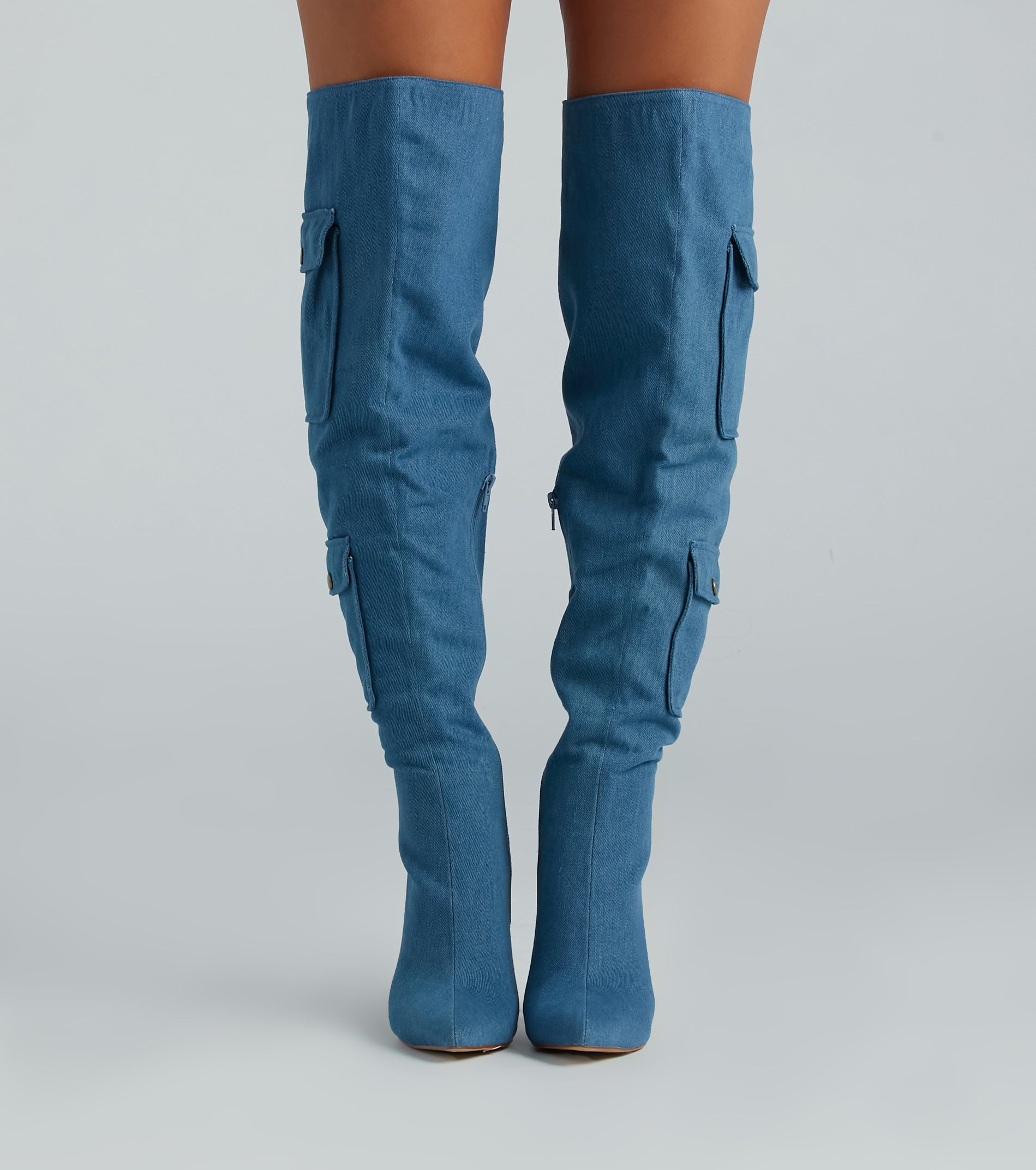 Ultimate Bold Babe Denim Over-The-Knee Stiletto Boots