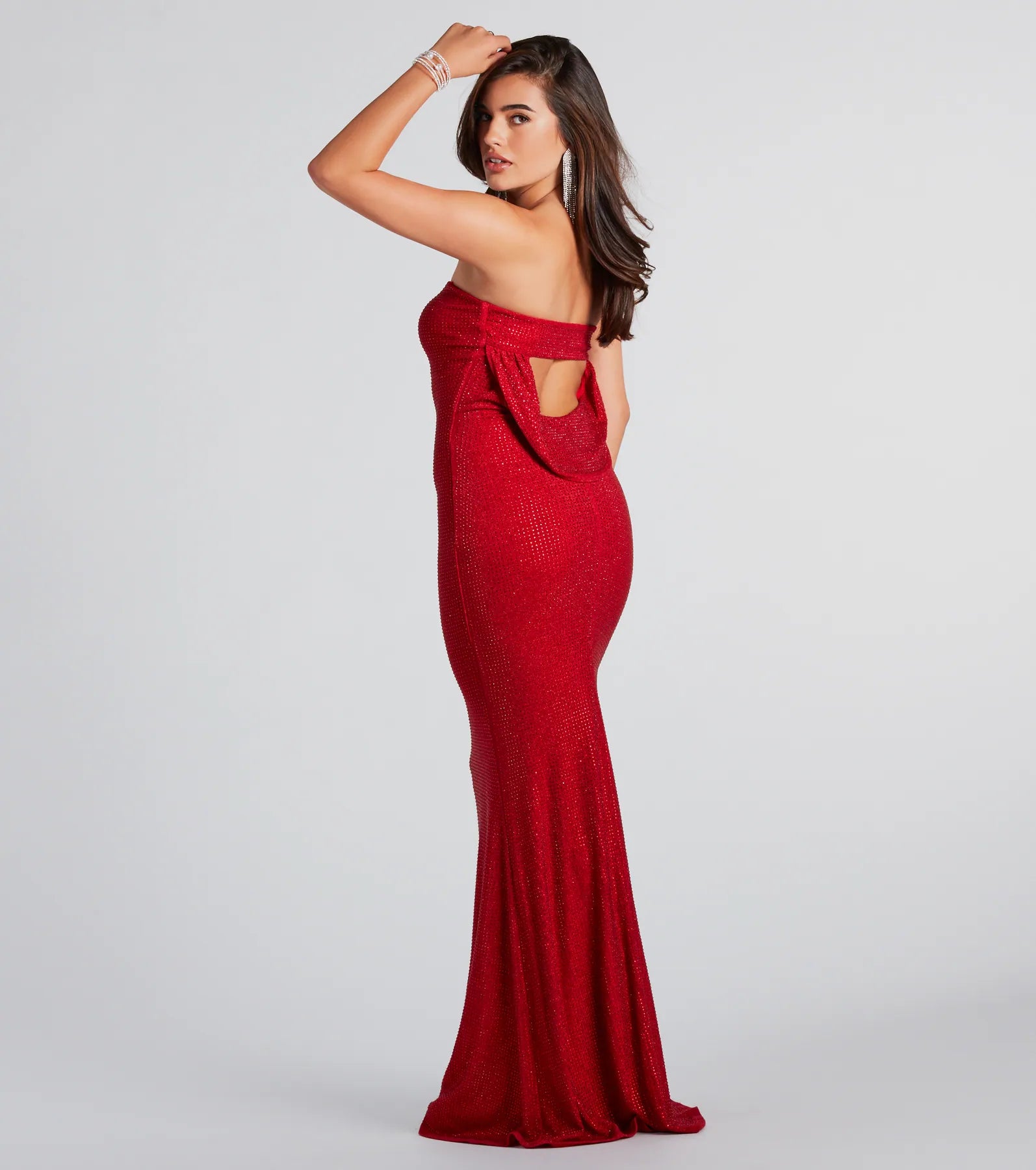 Premium Ana Rhinestone Cowl Back Evening Gown