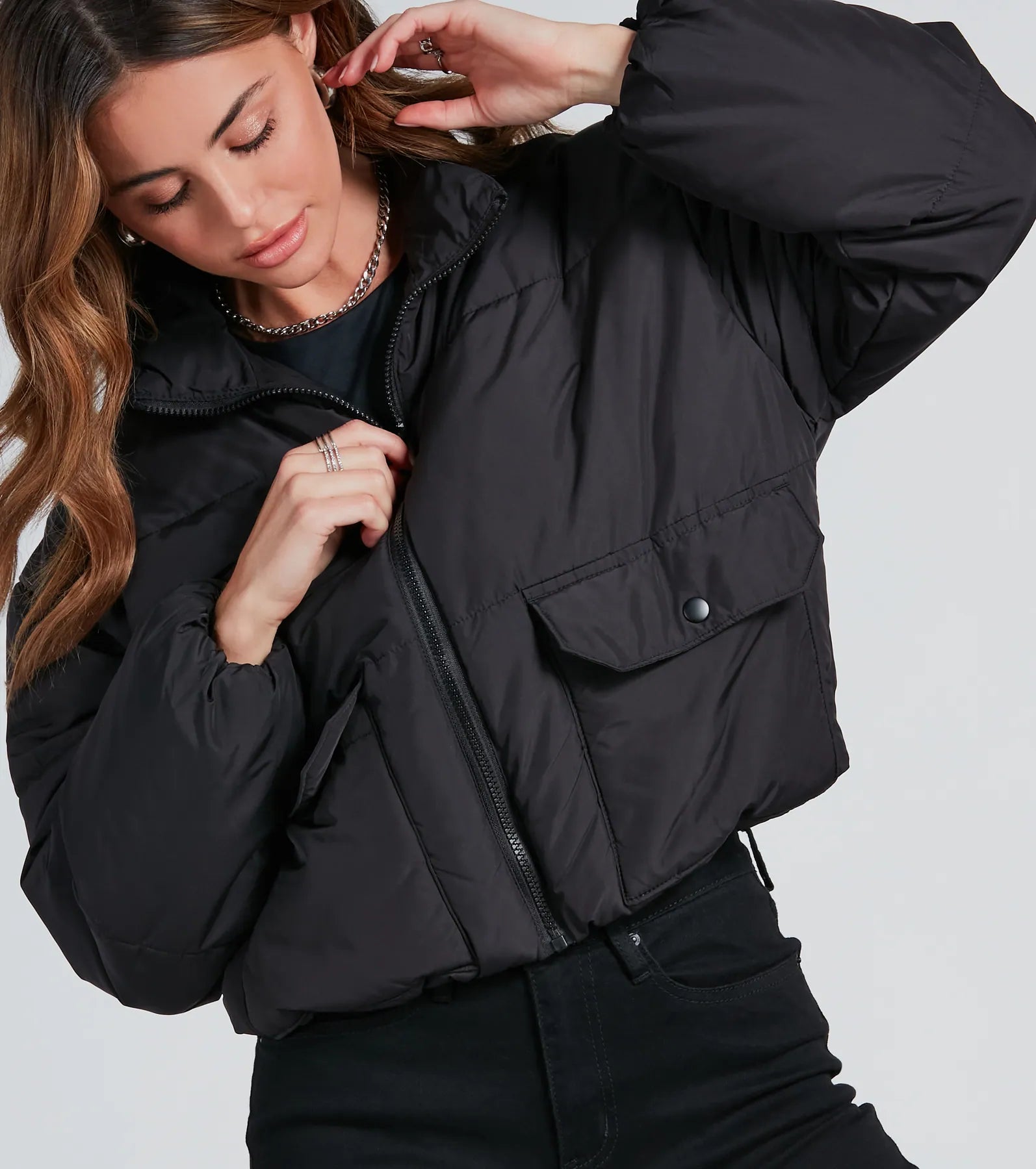 Ultimate Aesthetic Cargo Puffer Jacket - Cozy & Stylish