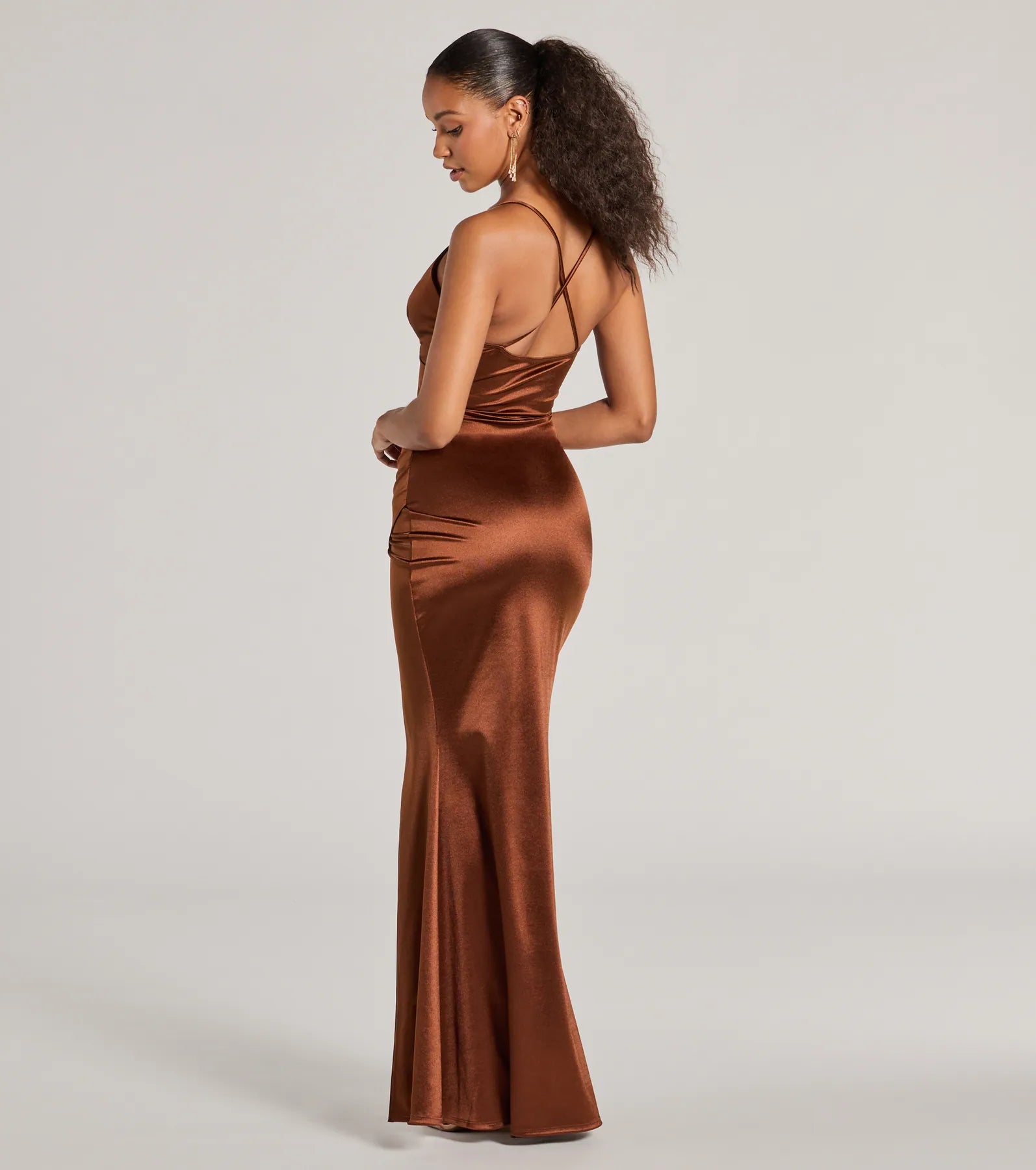 Premium Zosia V-Neck Mermaid Satin Evening Gown