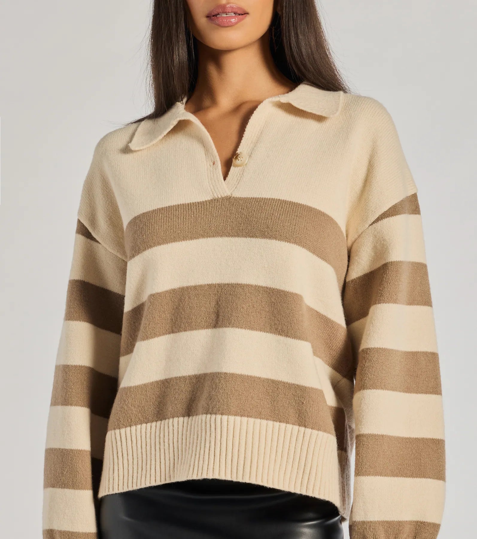 Premium Stripe Collared Pullover Sweater - Ultimate Comfort