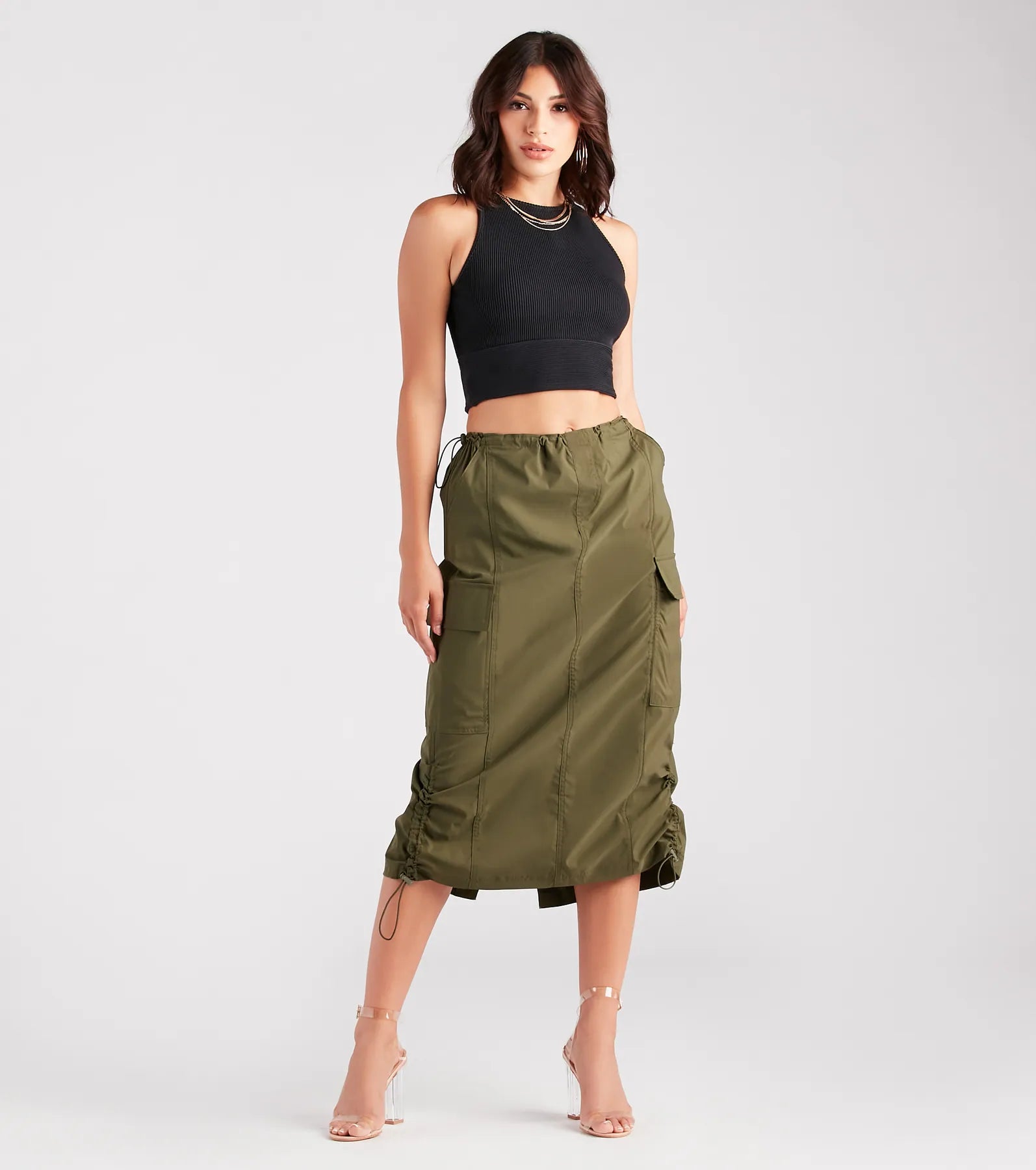 Ultimate Trendsetter Nylon Parachute Midi Skirt - Premium Style Upgrade