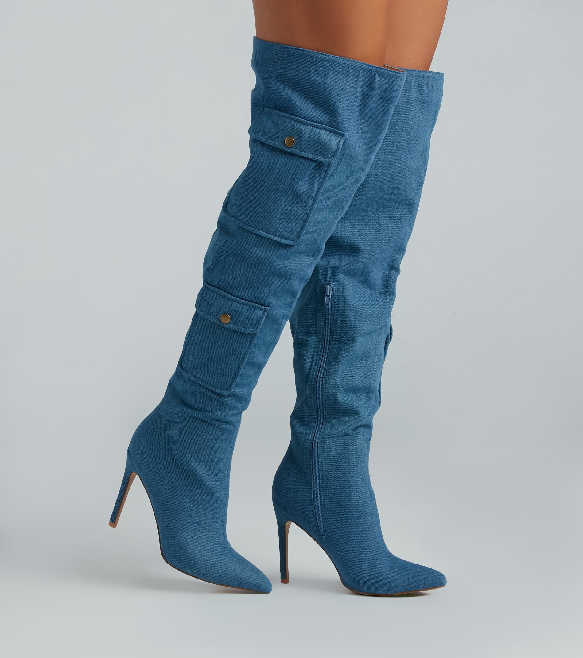 Ultimate Bold Babe Denim Over-The-Knee Stiletto Boots