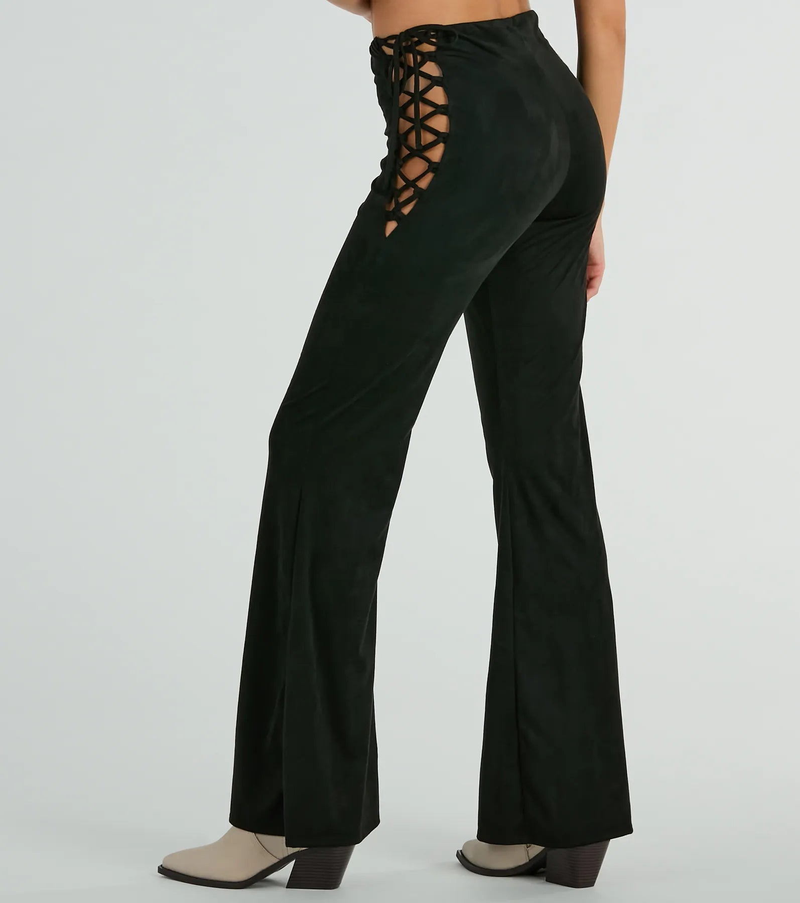 Ultimate All Laced-Up Flare Faux Suede Pants