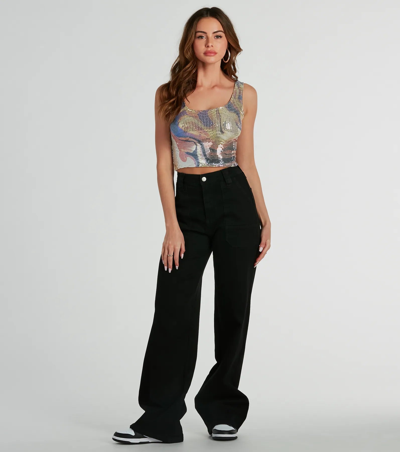Ultimate Sequin Swirl Crop Top - Premium Party Wear
