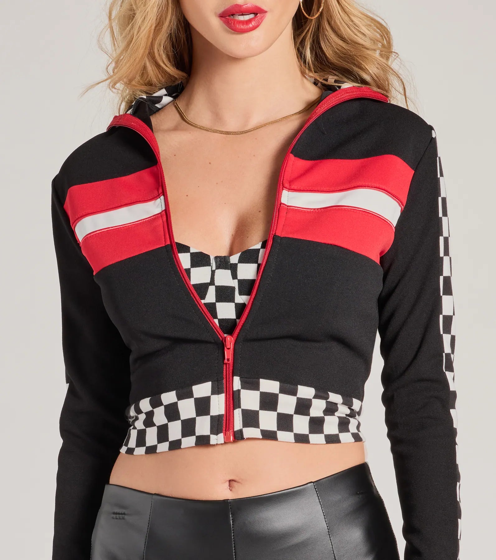 Ultimate Checkered Racer Cropped Jacket