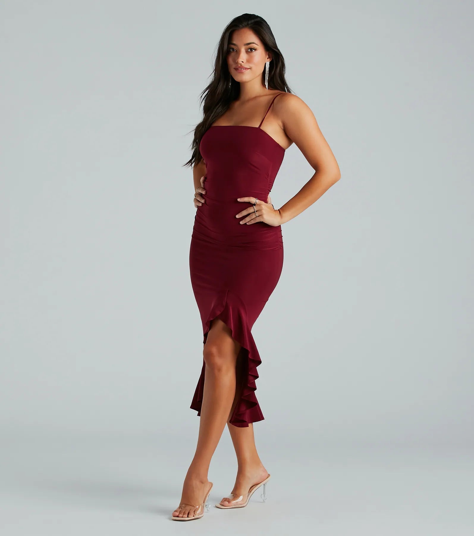 Premium Timeless Crush Sleeveless Ruffle Midi Dress