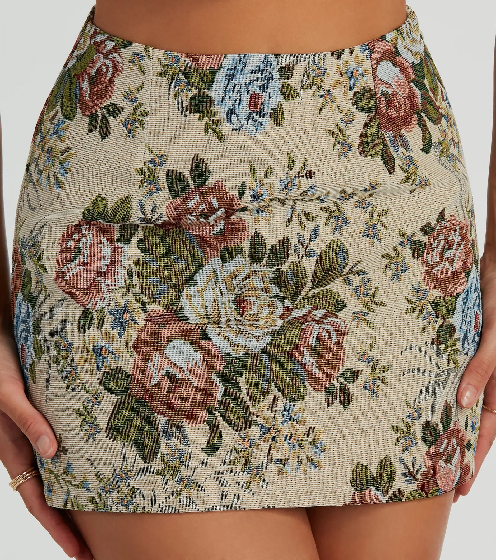 Ultimate Floral Tapestry Lace-Up Mini Skirt