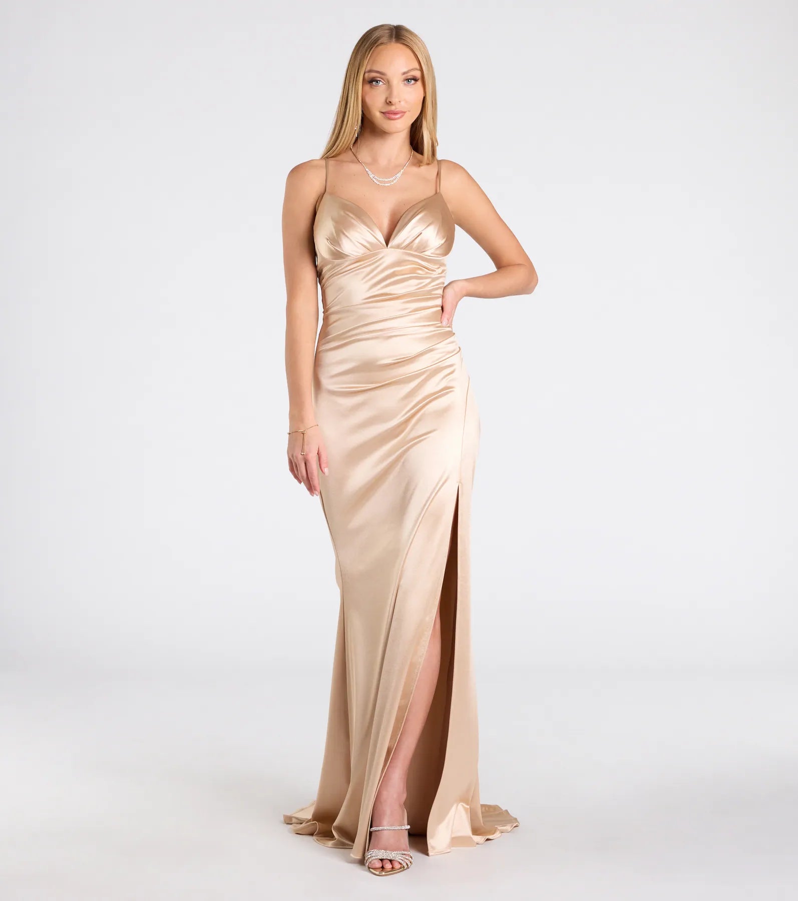 Jordyn Premium Satin Mermaid Gown with Elegant Train