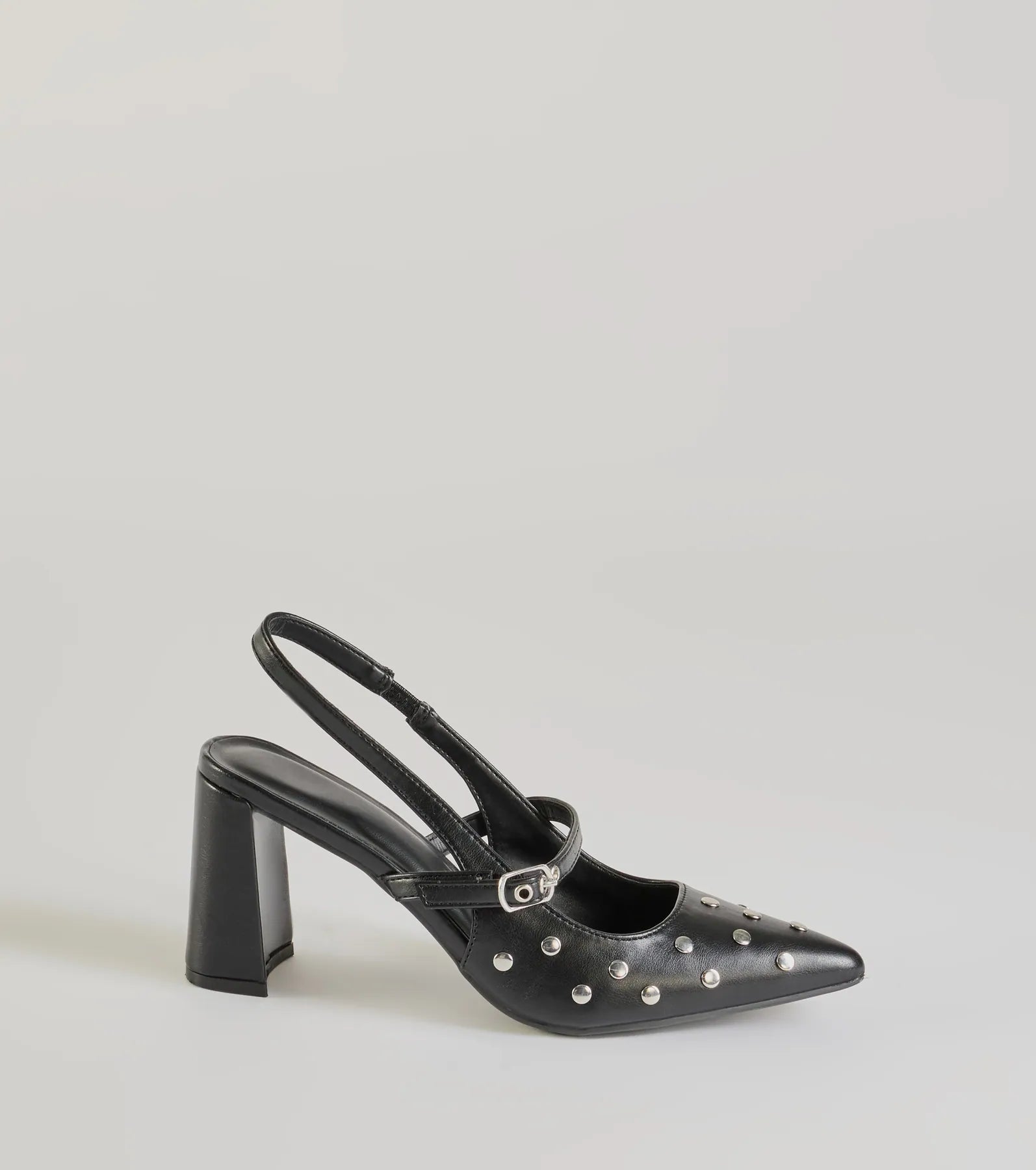 Premium Studded Faux Leather Sling-Back Pumps - Ultimate Fall Style