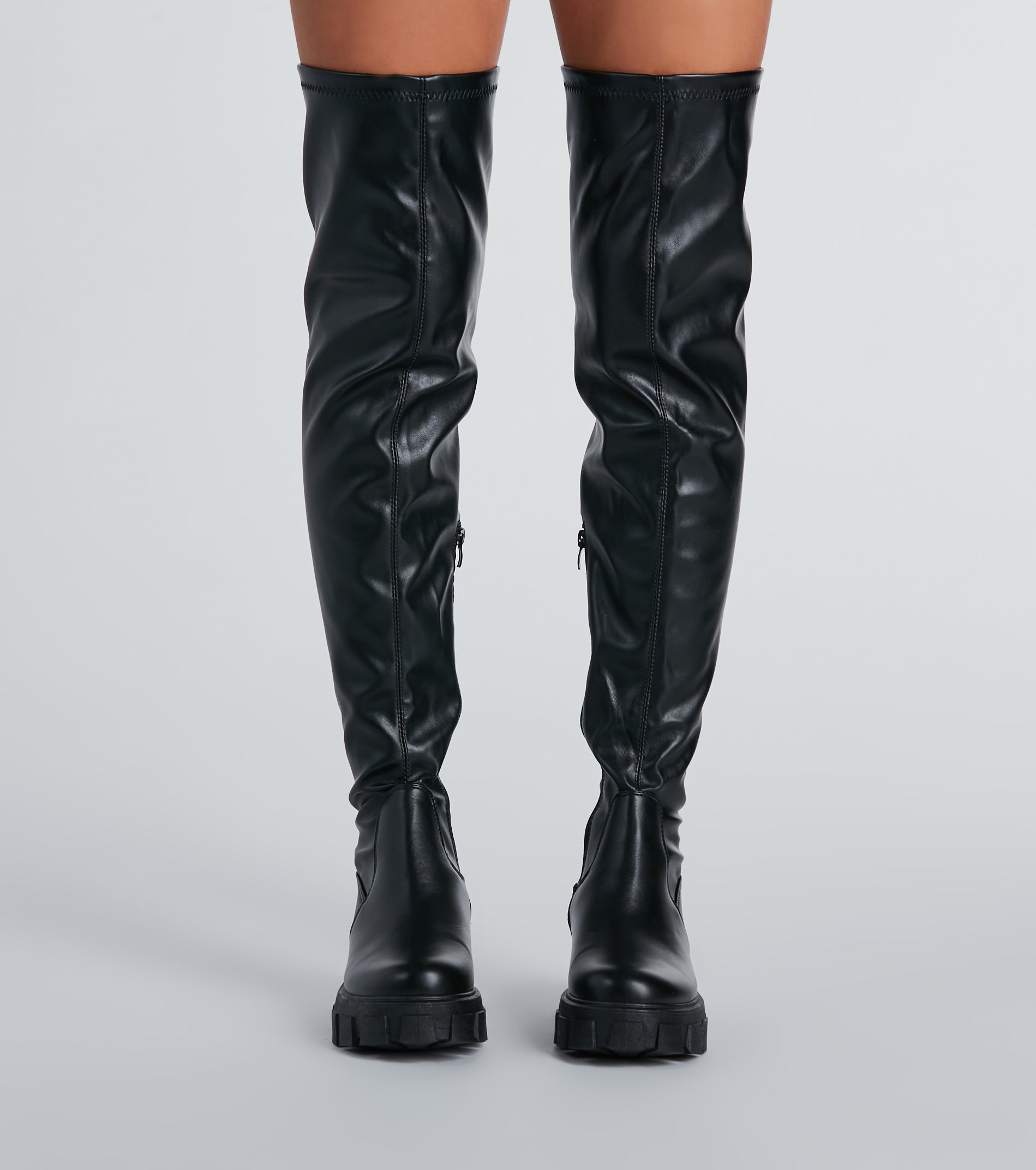 Ultimate In Command Faux Leather Platform Over-The-Knee Boots