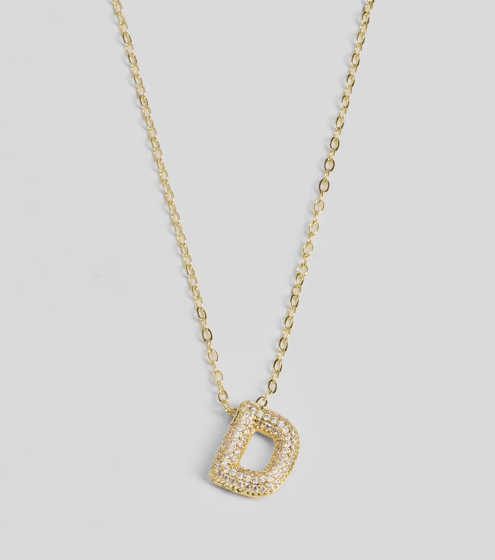 Premium Rhinestone Monogram Necklace with Bubble Letter Design