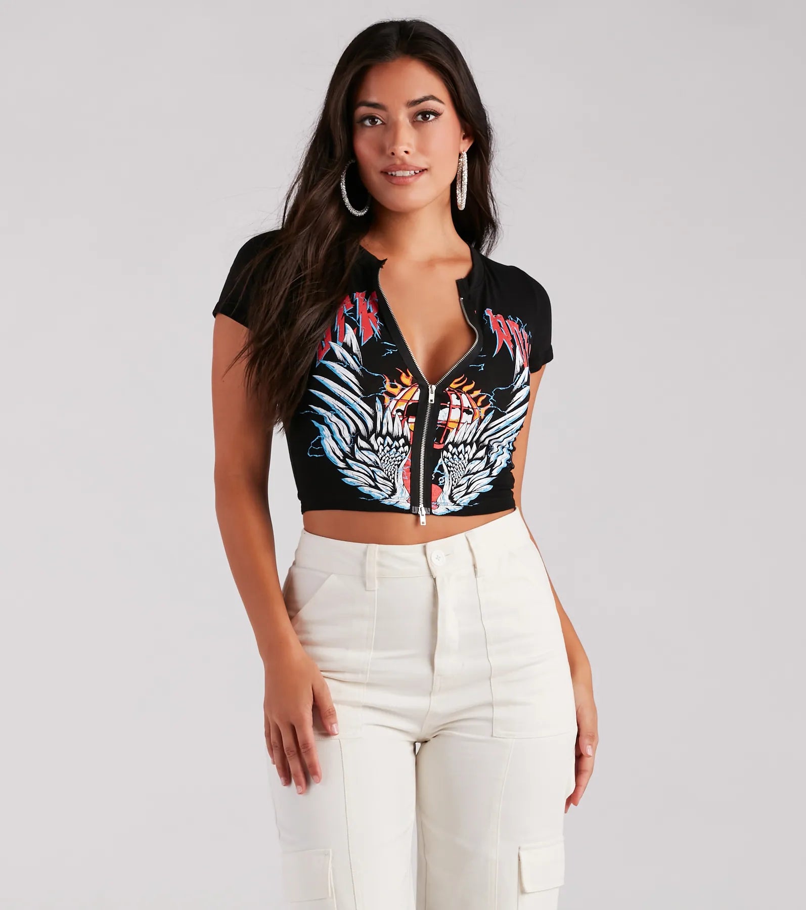 Ultimate Rock 'N' Roll Zip-Front Cropped Tee