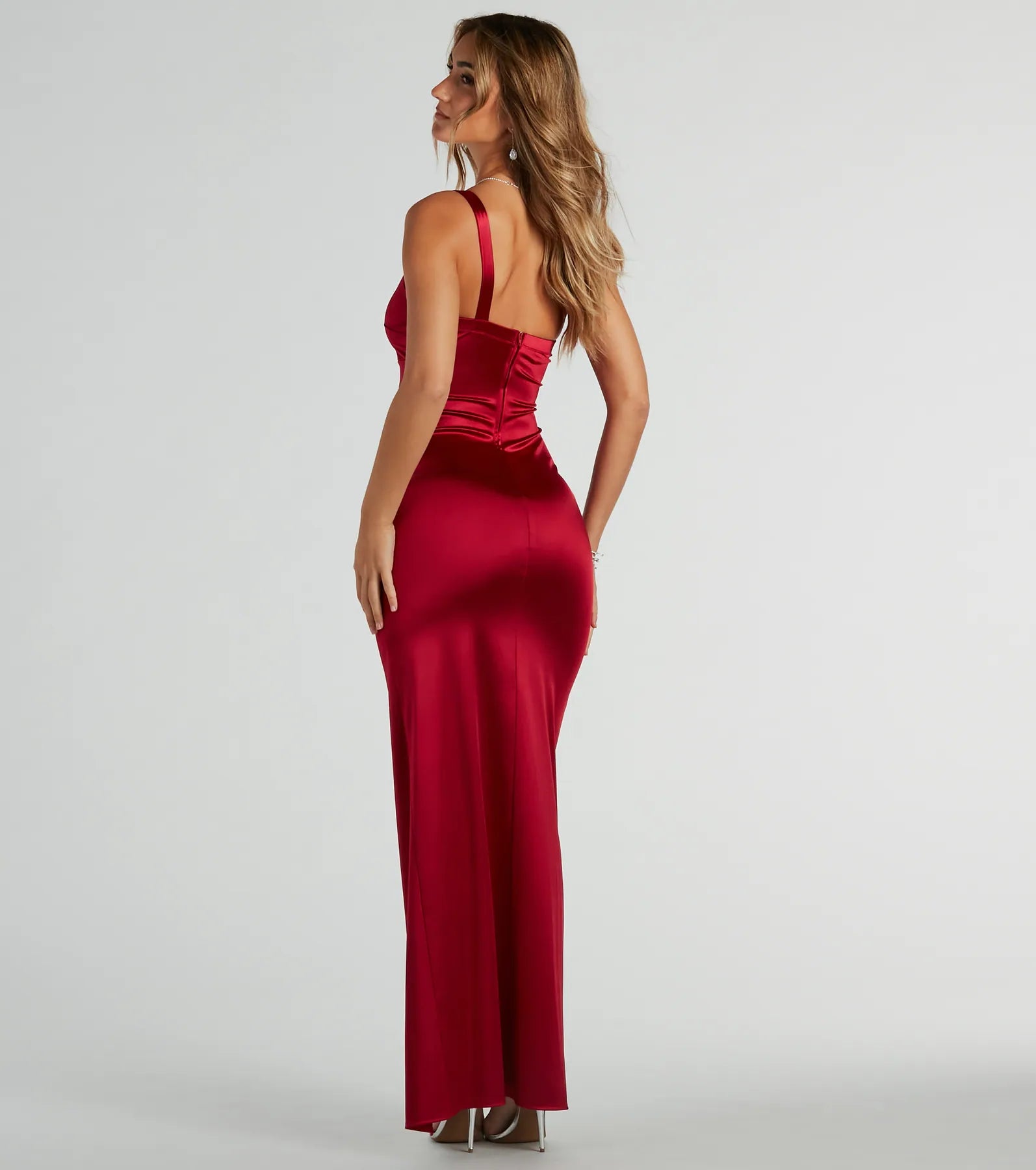 Premium Malinda One-Shoulder Satin Evening Gown