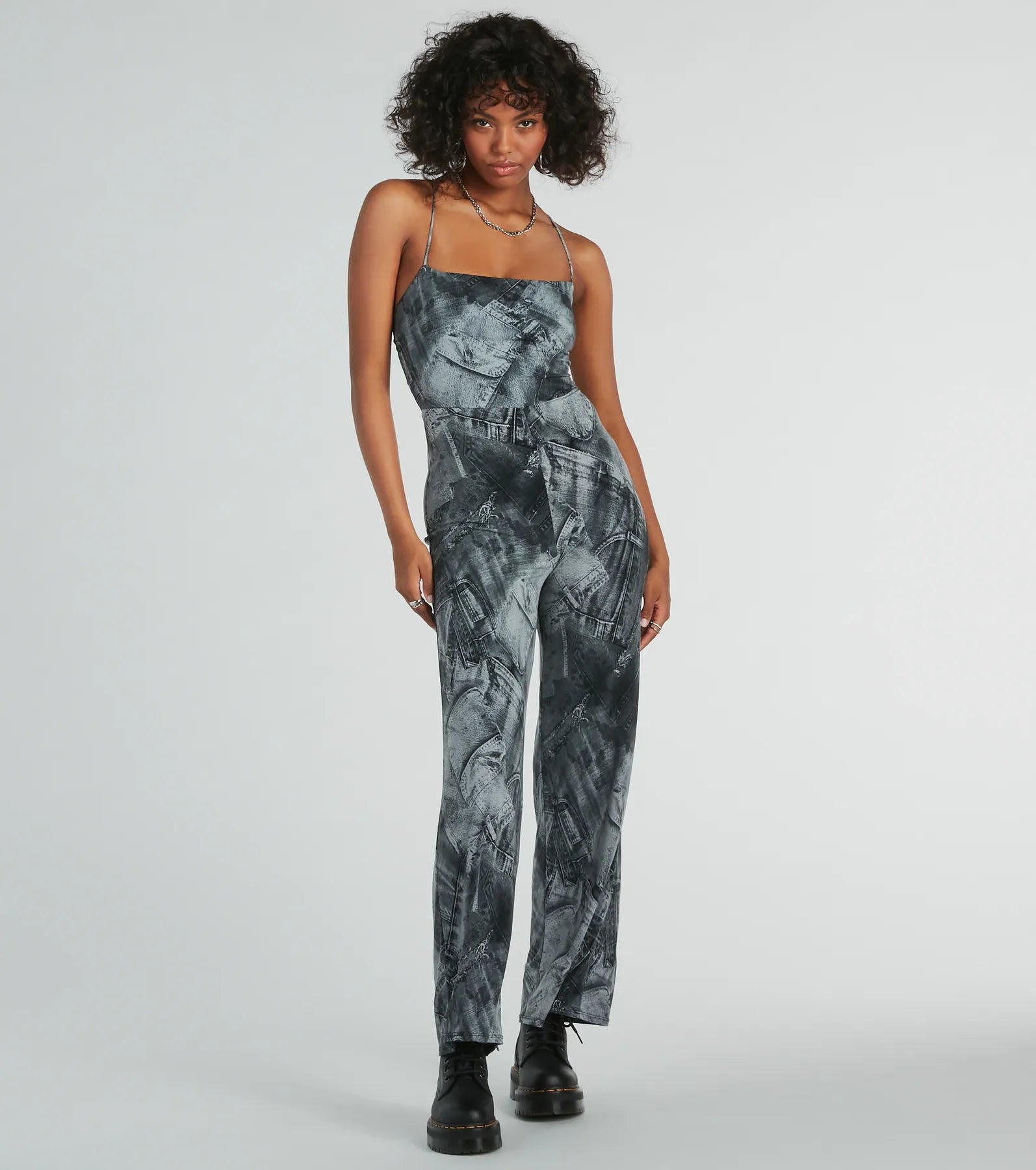 Ultimate Denim Chic Lace-Up Jumpsuit