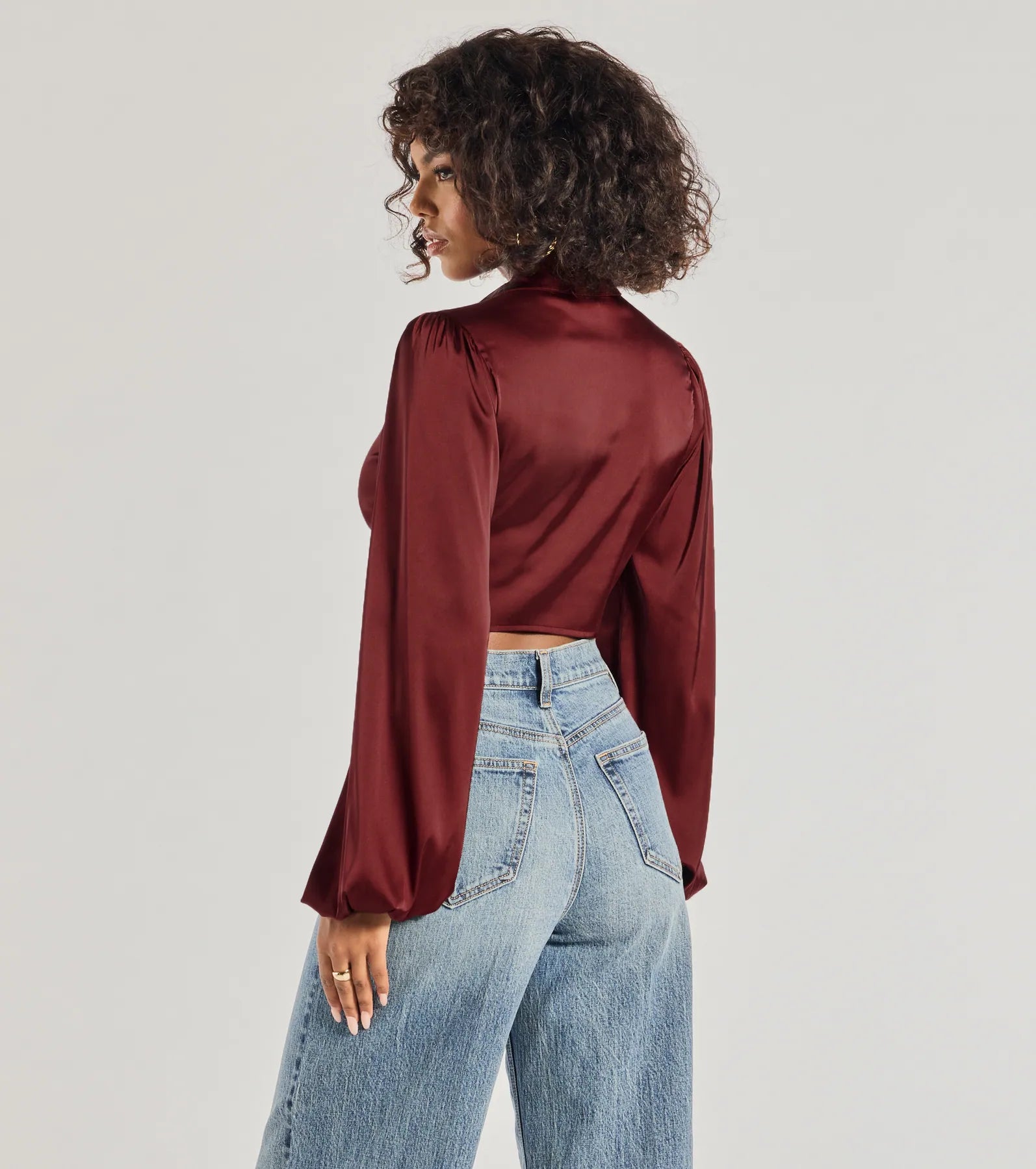 Premium Satin Tie-Front Crop Top - Sleek & Stylish