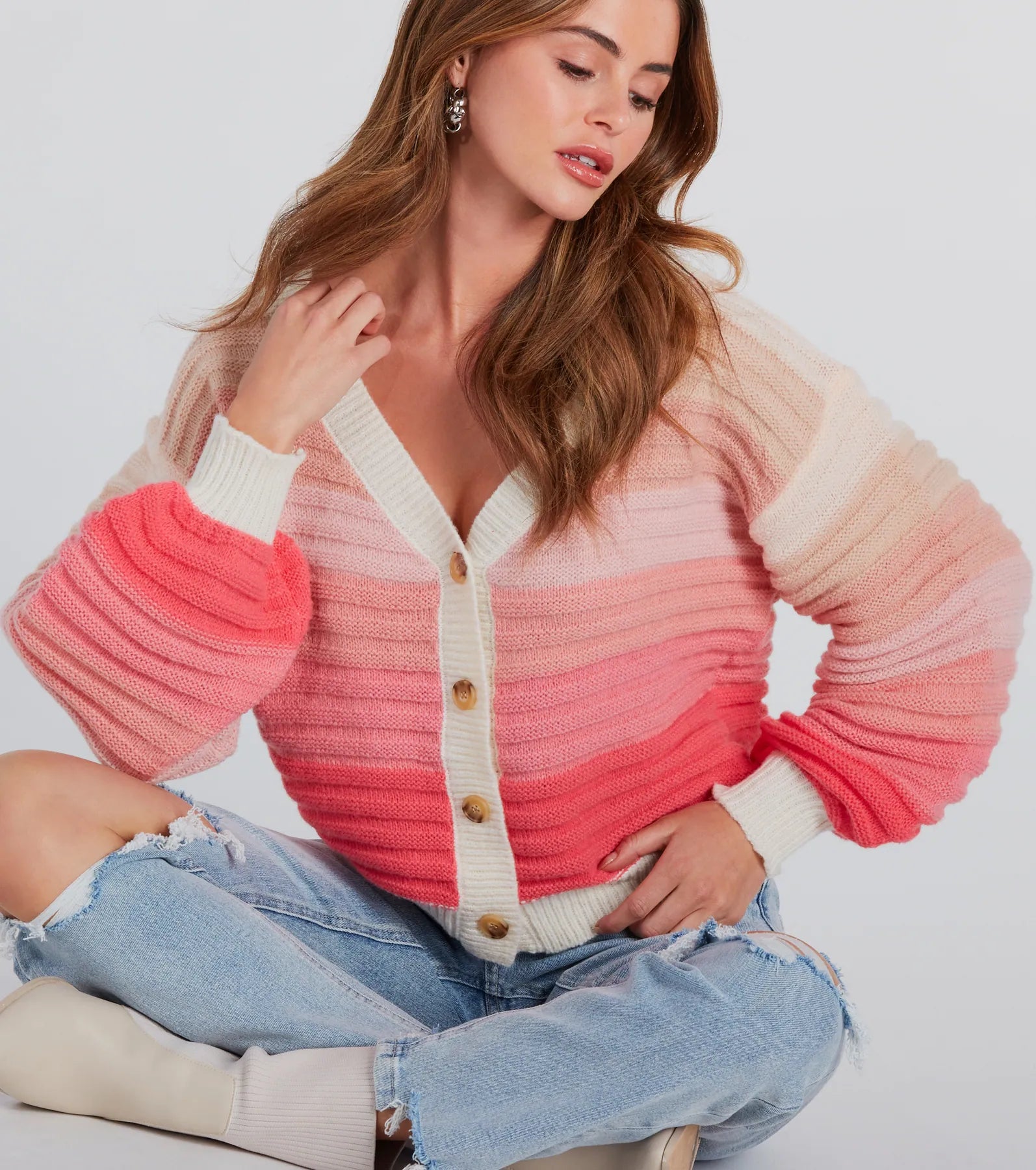 Ultimate Chill Days Ombre Striped Knit Cardigan