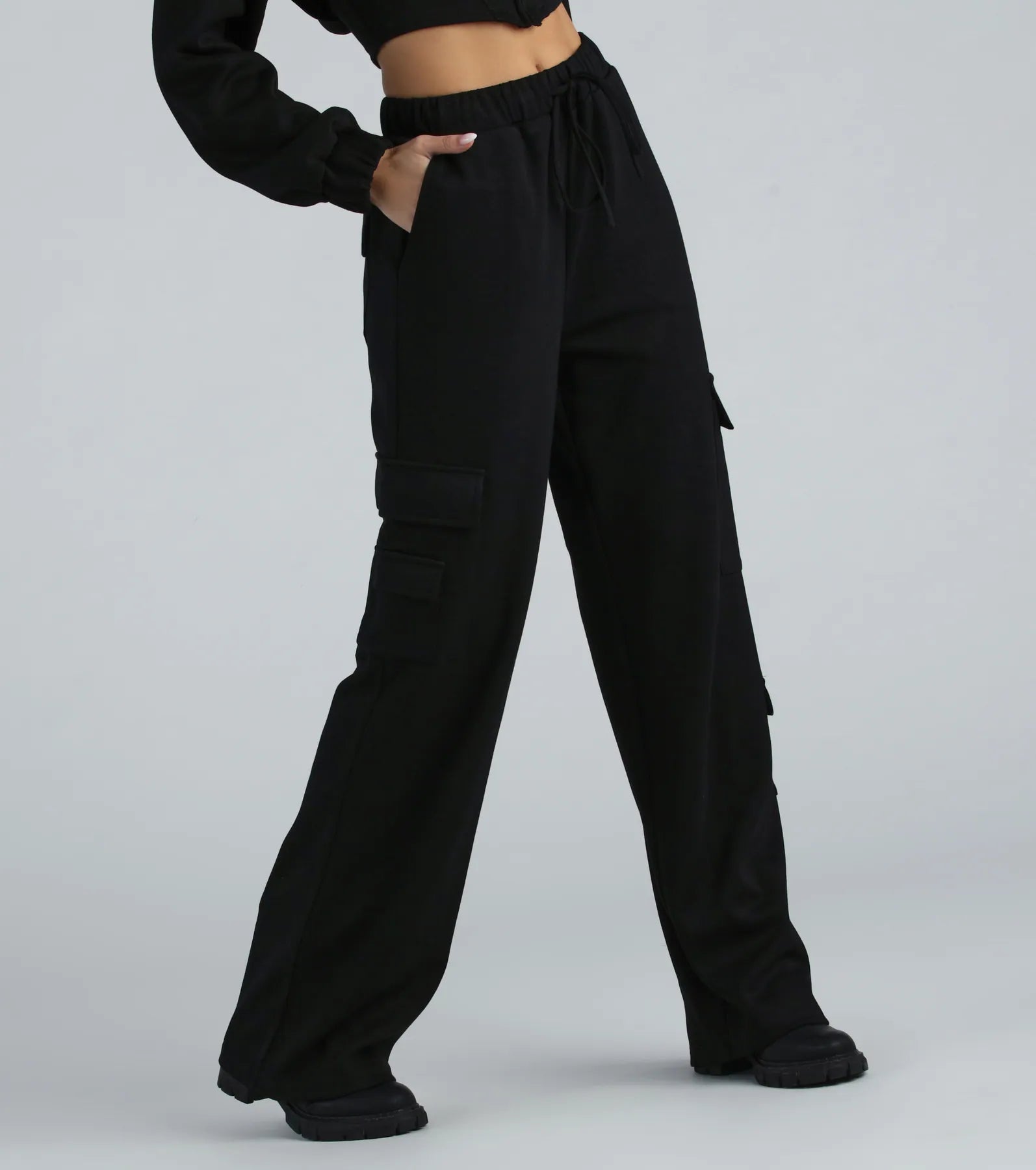 Ultimate Comfort Wide-Leg Cargo Sweatpants