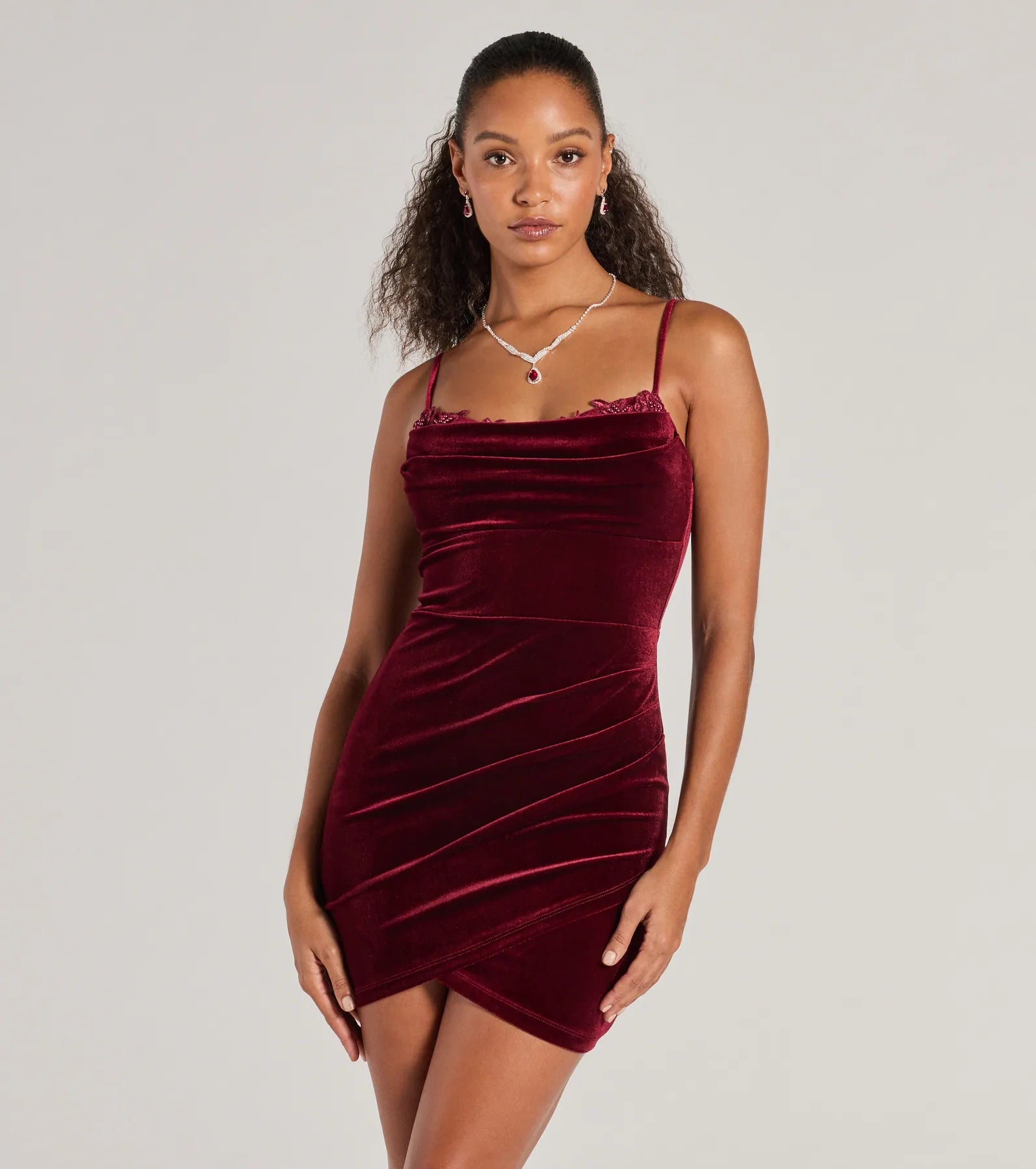 Ultimate Alyssa Velvet Mini Dress with Beaded Applique