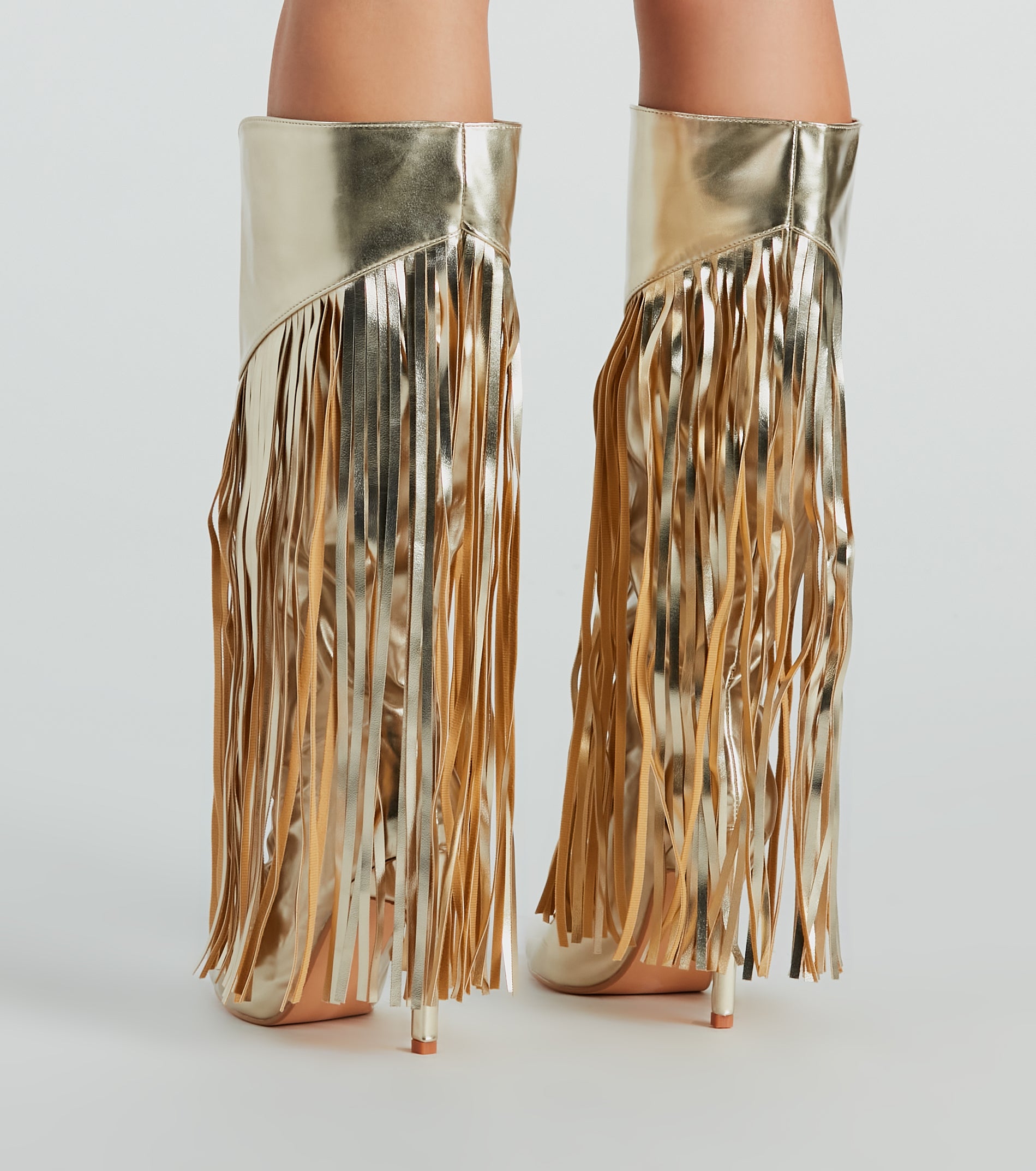 Ultimate Faux Leather Metallic Fringe Boots - Shake & Shine