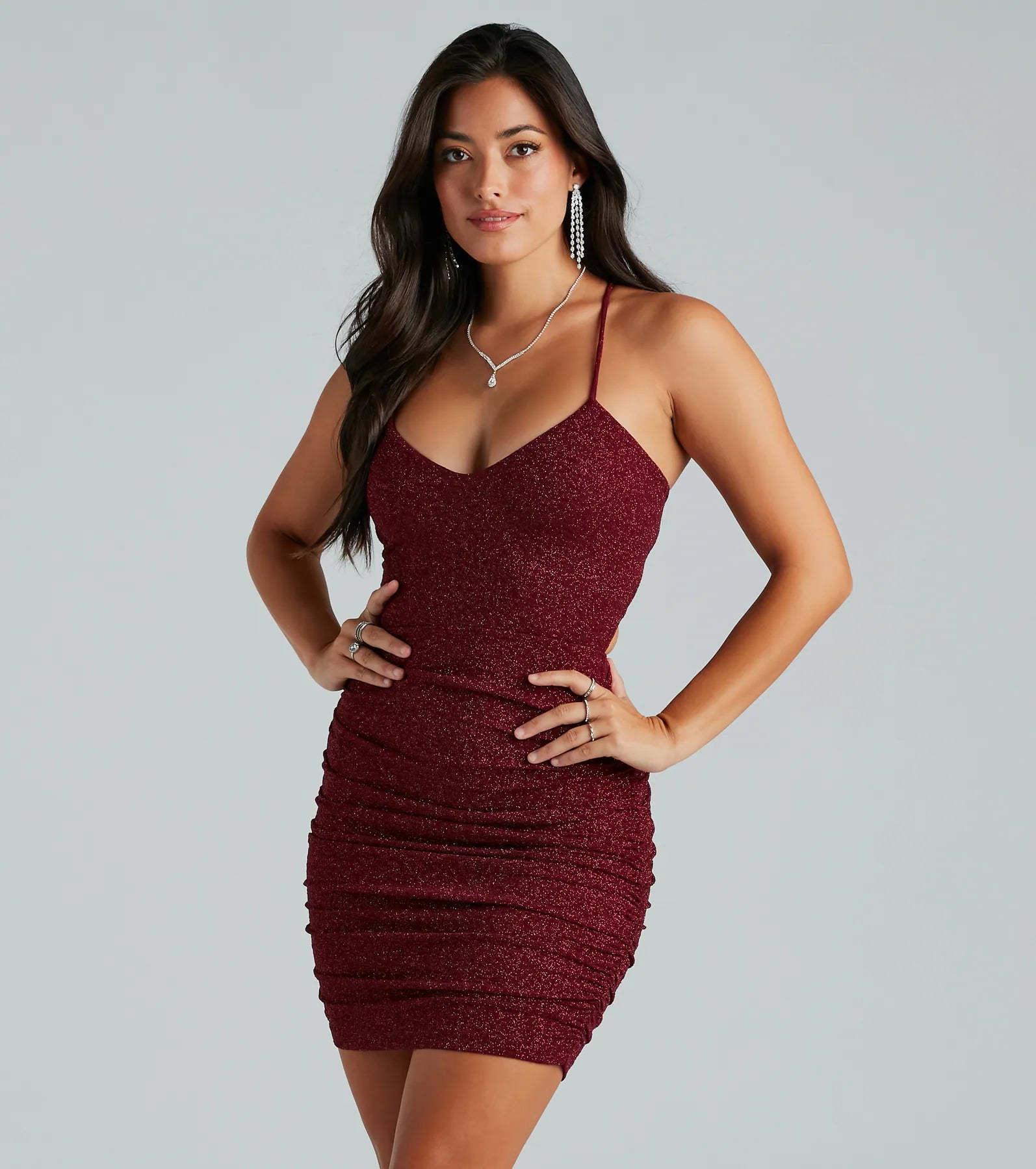 Ultimate Sparkle Glitter Lace-Up Mini Dress - Dazzle in Style