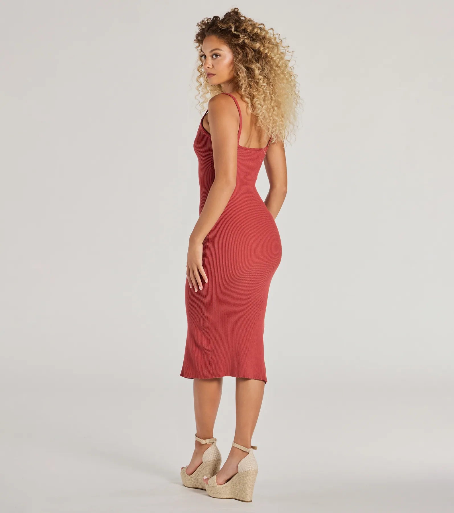 Premium Toasty Sweetheart V-Neck Bodycon Knit Dress