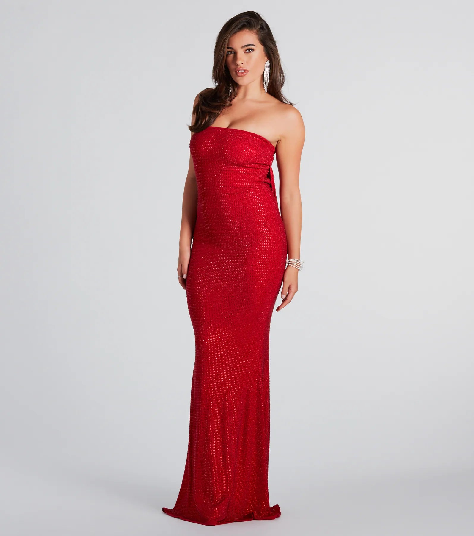 Premium Ana Rhinestone Cowl Back Evening Gown