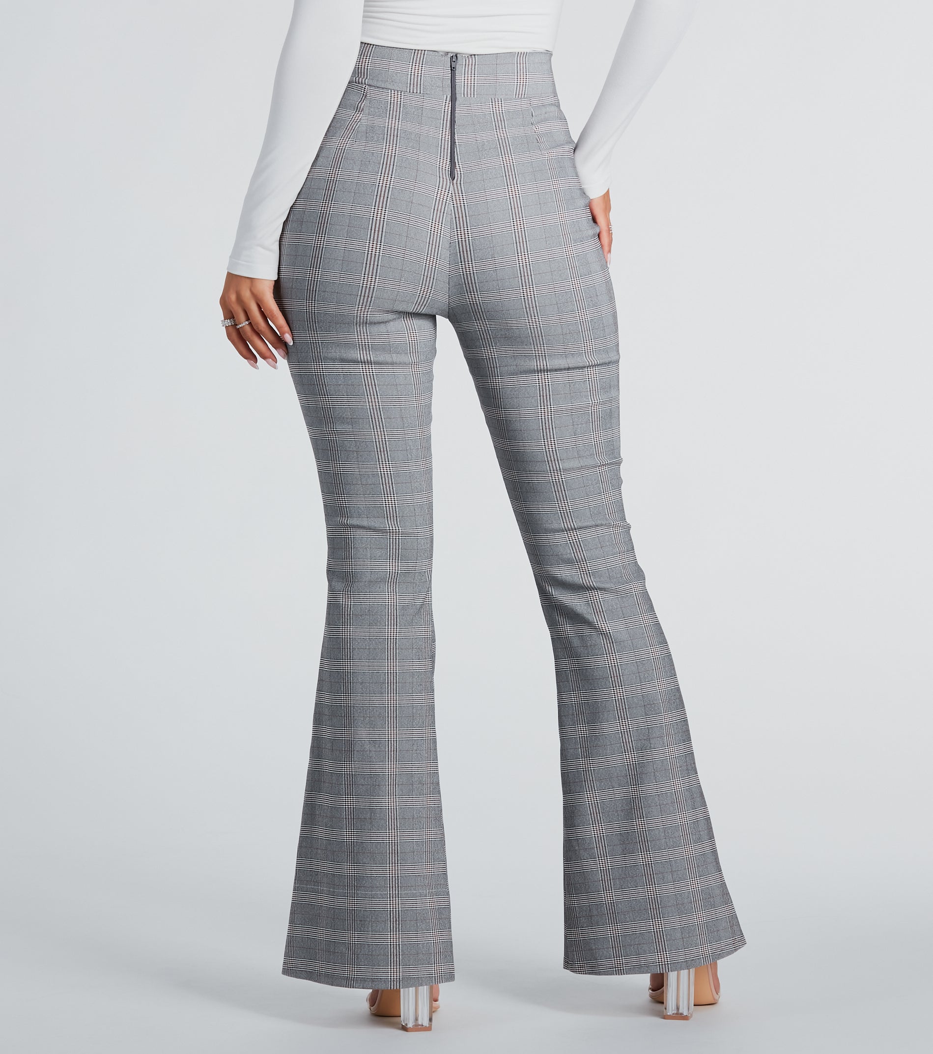 Ultimate Plaid Mood V-Waist Flare Pants - Style & Comfort Redefined